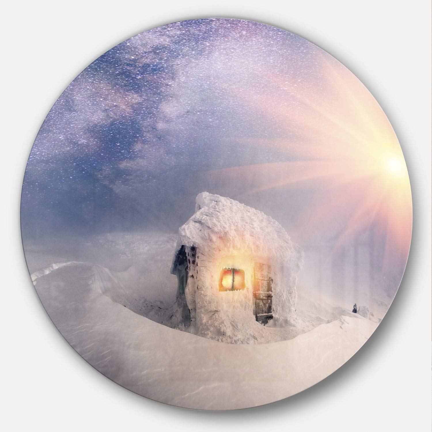 Designart MT9035-C36 House of Rescuers Hoverla Landscape Photo Round Wall Art, 36" x 36", Blue