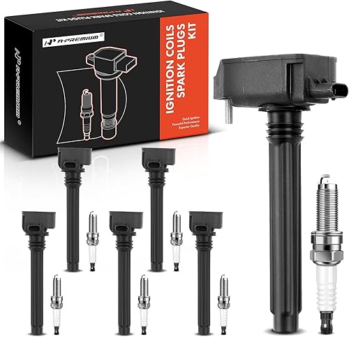 A-Premium Juego de 6 bobinas de encendido y bujías de iridio compatibles con Jeep Grand Cherokee Wrangler Dodge Durango Chrysler Pacifica Ram 1500