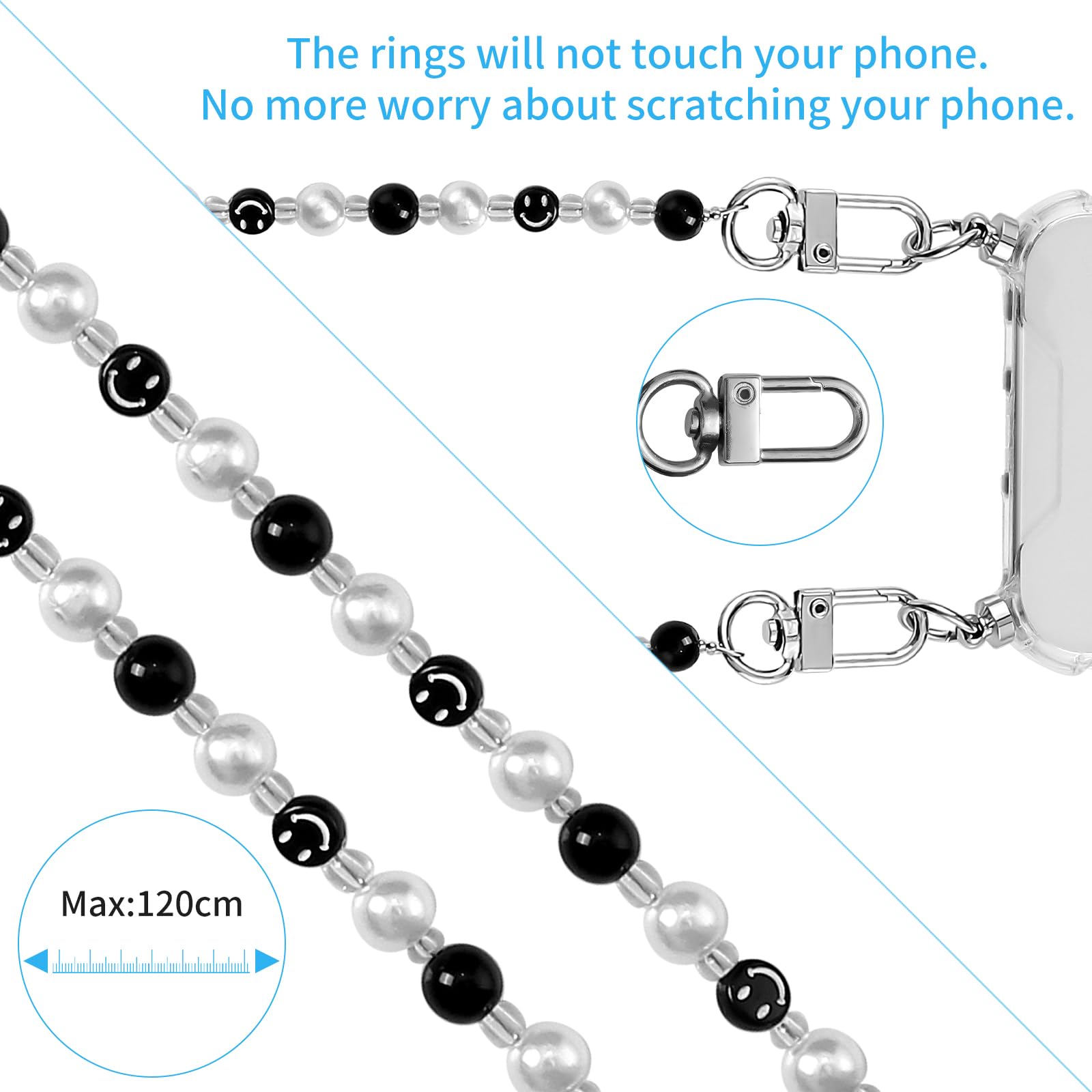 Coque IPhone 16 Pro Avec Cordon De Cou - Transparente TPU, Chaîne Réglable 160 Cm, Doré - 6
