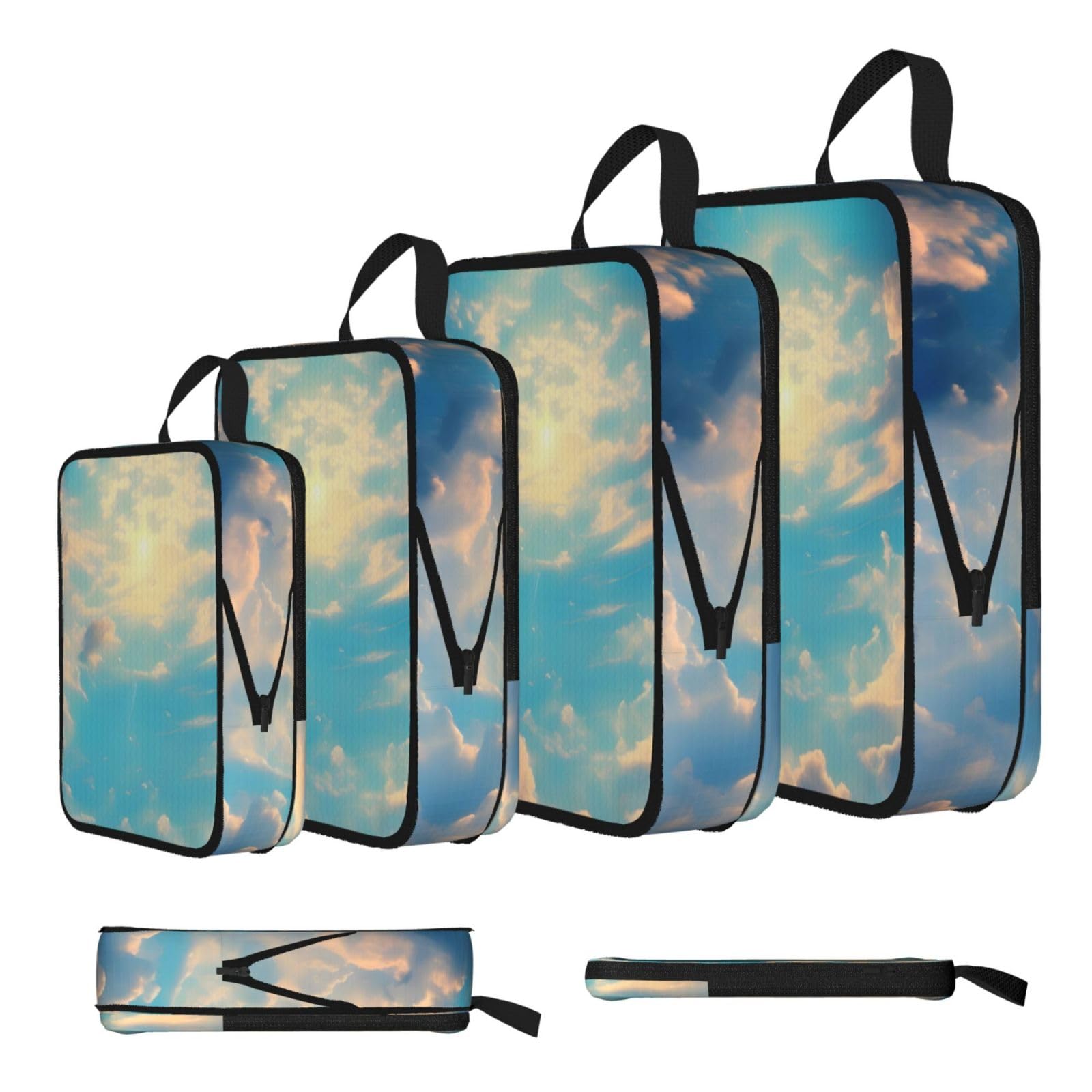 Sxzvvbn Black Cloudy Sky Compression Packing Cubes 4 Piece Set