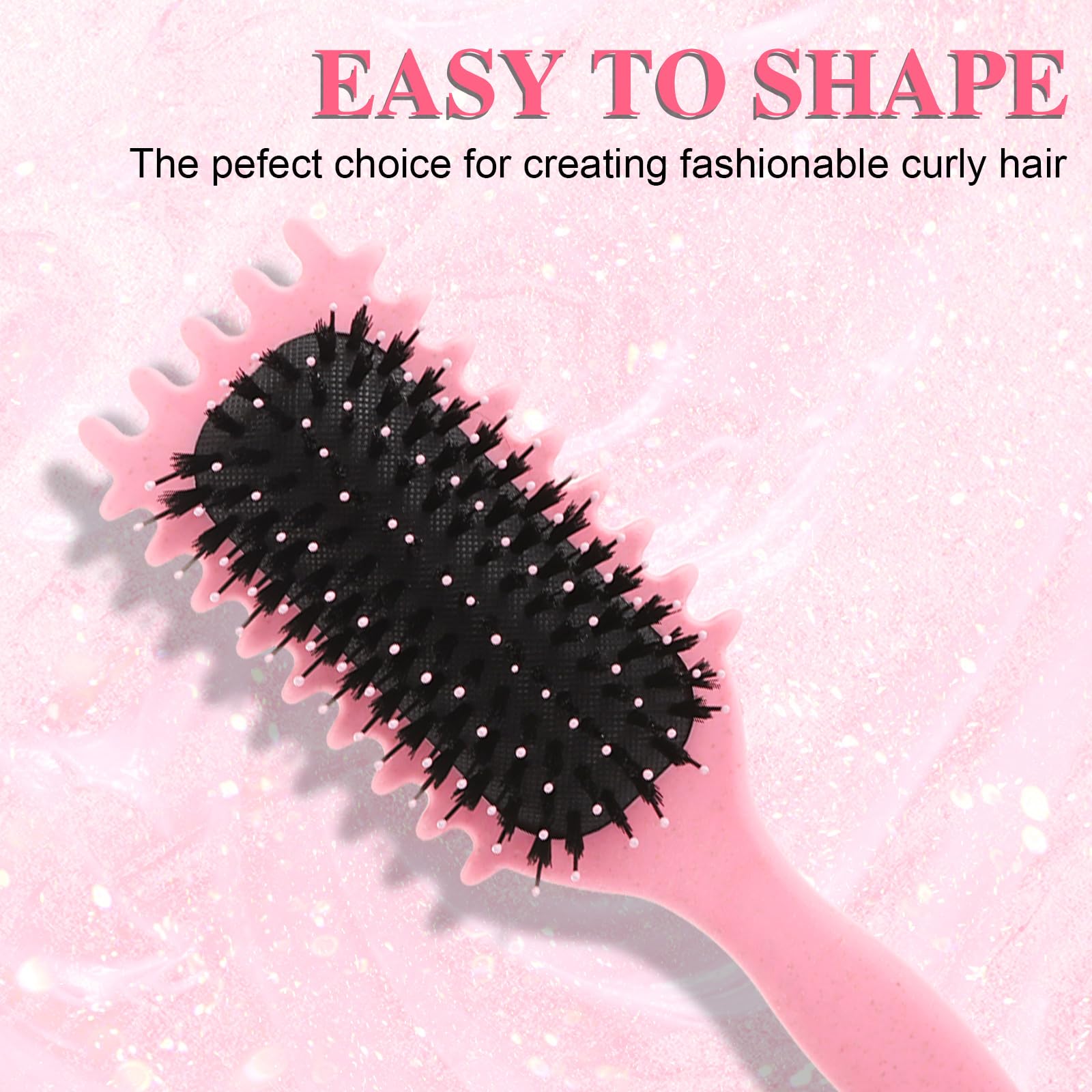 ASelected 2 PCS Curly Hair Brush,Curl Defining,Bristle Hair Brush Style Brush for Women Girls,Define Styling Brush for Detangling Shaping and Defining Curls,Styling Hairbrush - Image 4