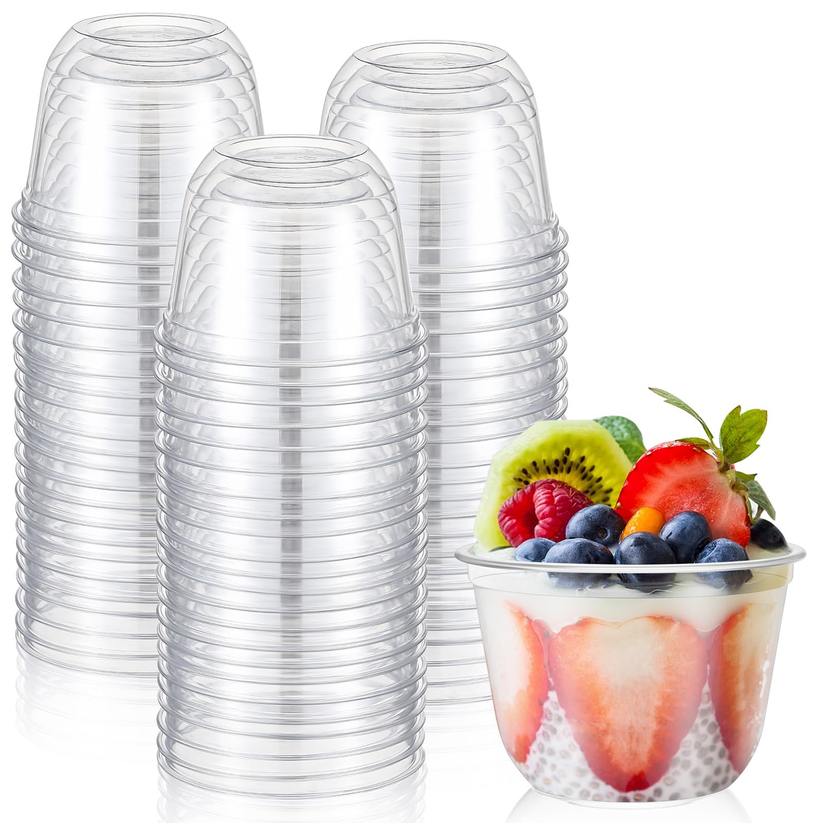 100 Pcs Plastic Stemless Wine Glasses Disposable Plastic Wine Glasses for Parties Weddings Birthdays Cocktail(Clear,9oz)