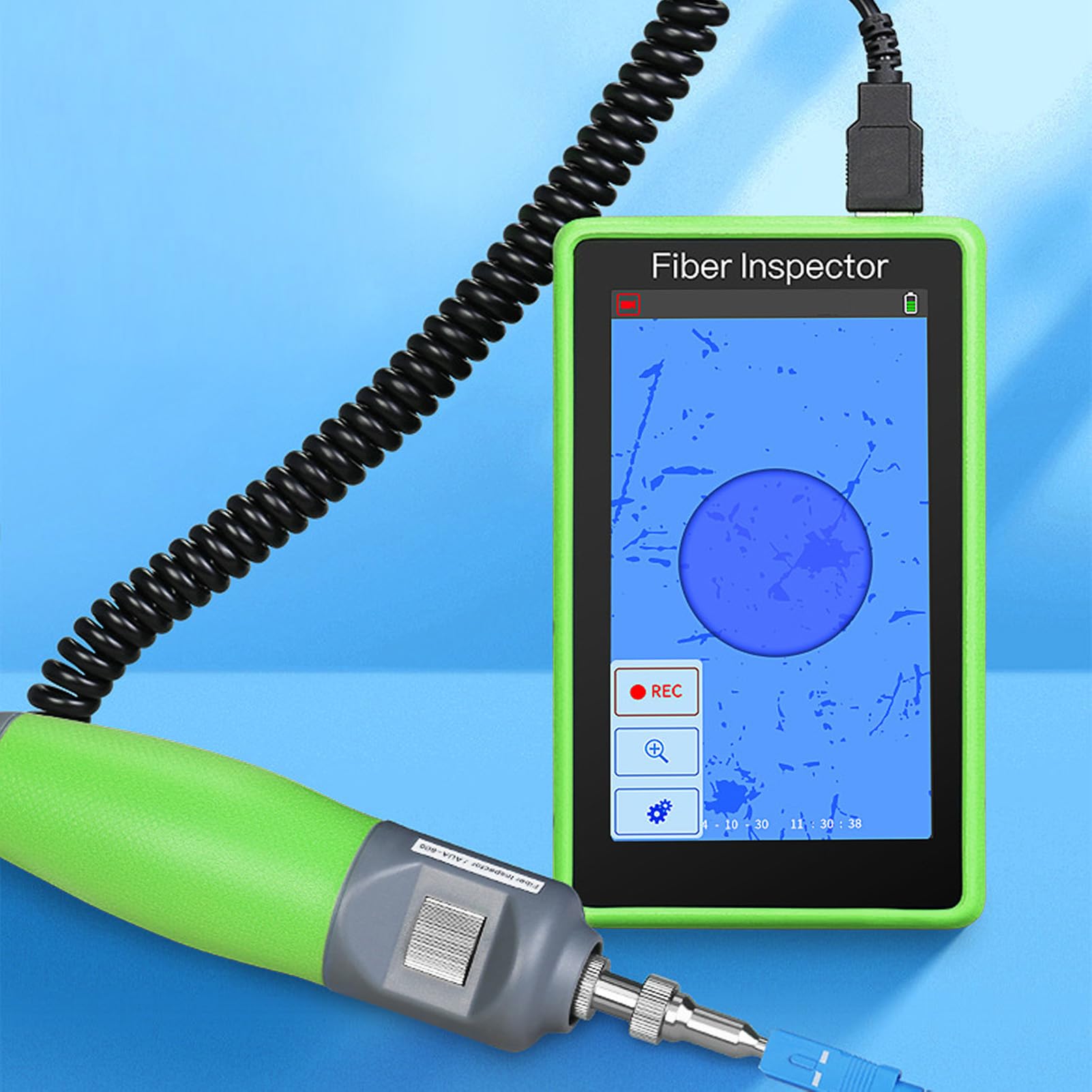 Faser -End -Gesichtsdetektor, Faser -Optik -Inspektion Mikroskop Faseranschluss Inspector 5 Zoll LCD -Touchscreen, 400 -fache Vergrößerung mit SC FC ST LC Männliche Weibliche