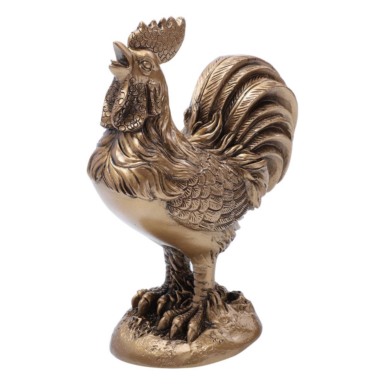 Statue coq résine dorée décoration intérieur design réaliste meuble