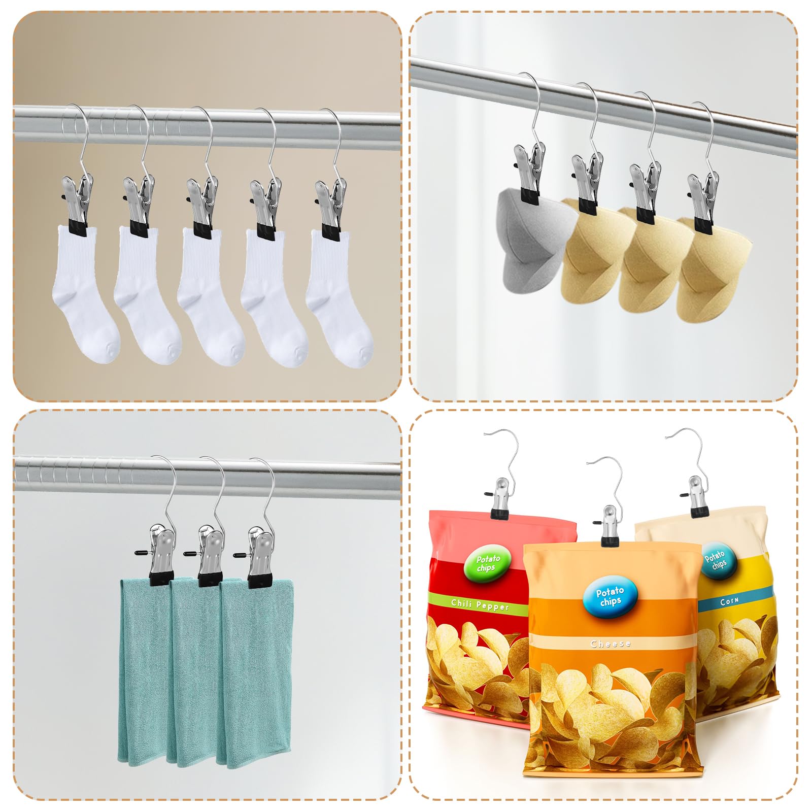 Dimeho Stiefel-Kleiderbügel-Clips, 100 Stück, aus Edelstahl, tragbar, für Socken, Handtücher, Kleiderbügel, Clips, strapazierfähig, zum Trocknen von Reisen, Kleiderschränken, Jeans, Hüten