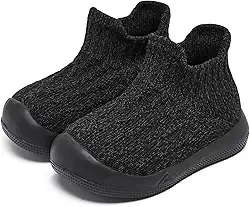 Sapatos de meia para bebês meninos meninas antiderrapante primeiro andar tênis leve infantil slip-on sola macia proteger dedos sapatos 6 12 18 24 meses, 2 - preto, 9-12 Meses