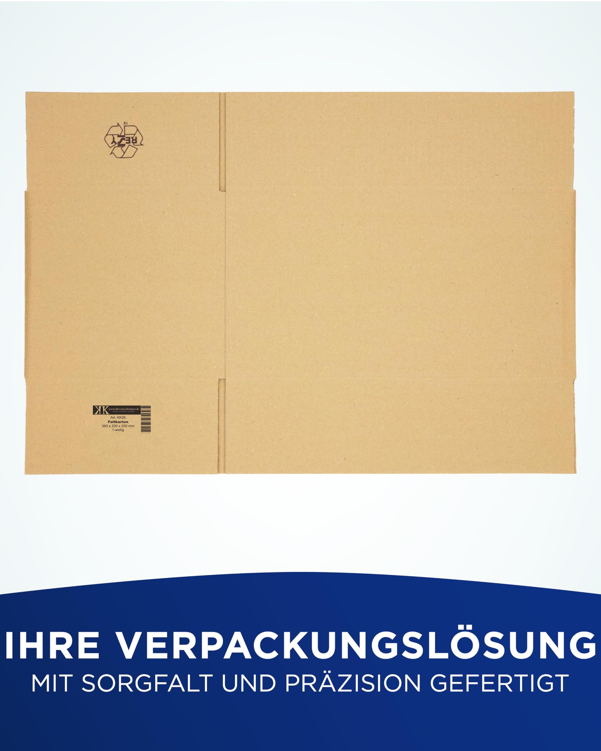 KK Verpackungen Versandkartons 360 x 200 x 200 mm Braun 1-wellig (Außenmaß 365 x 206 x 210 mm) | 500 Stück, Faltkartons Kartons geeignet für Versand als DHL Paket DPD Hermes GLS Paketklasse M (KK26)