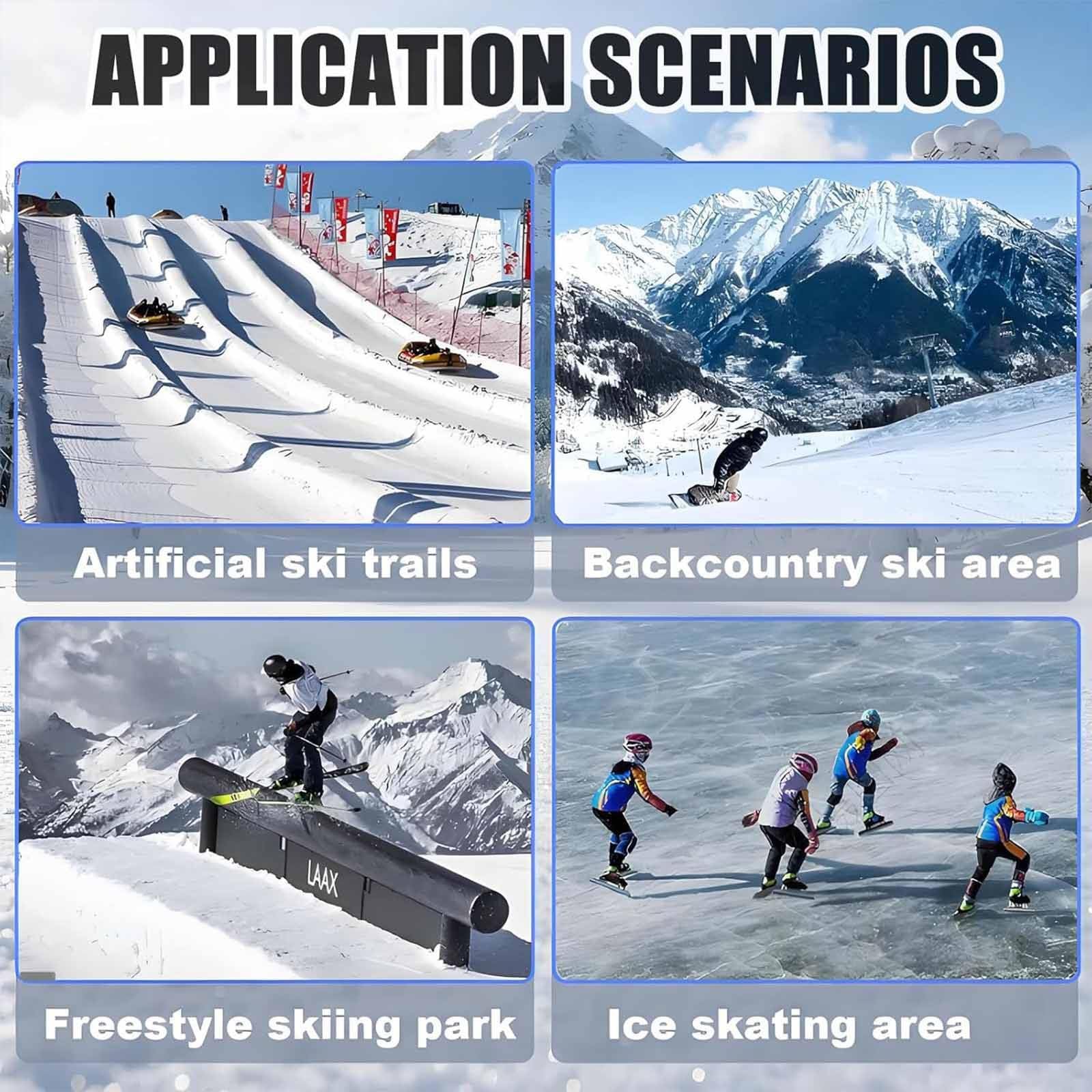 Snowboard Pliable avec poignées, Rotation à 360°, Conception à Double Ski, capacité de Charge maximale : 200 kg, motoneige Tout Terrain adaptée aux familles et aux débutants
