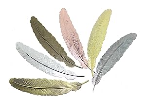 6 pcs Multicolor Feather Metal Bookmarks