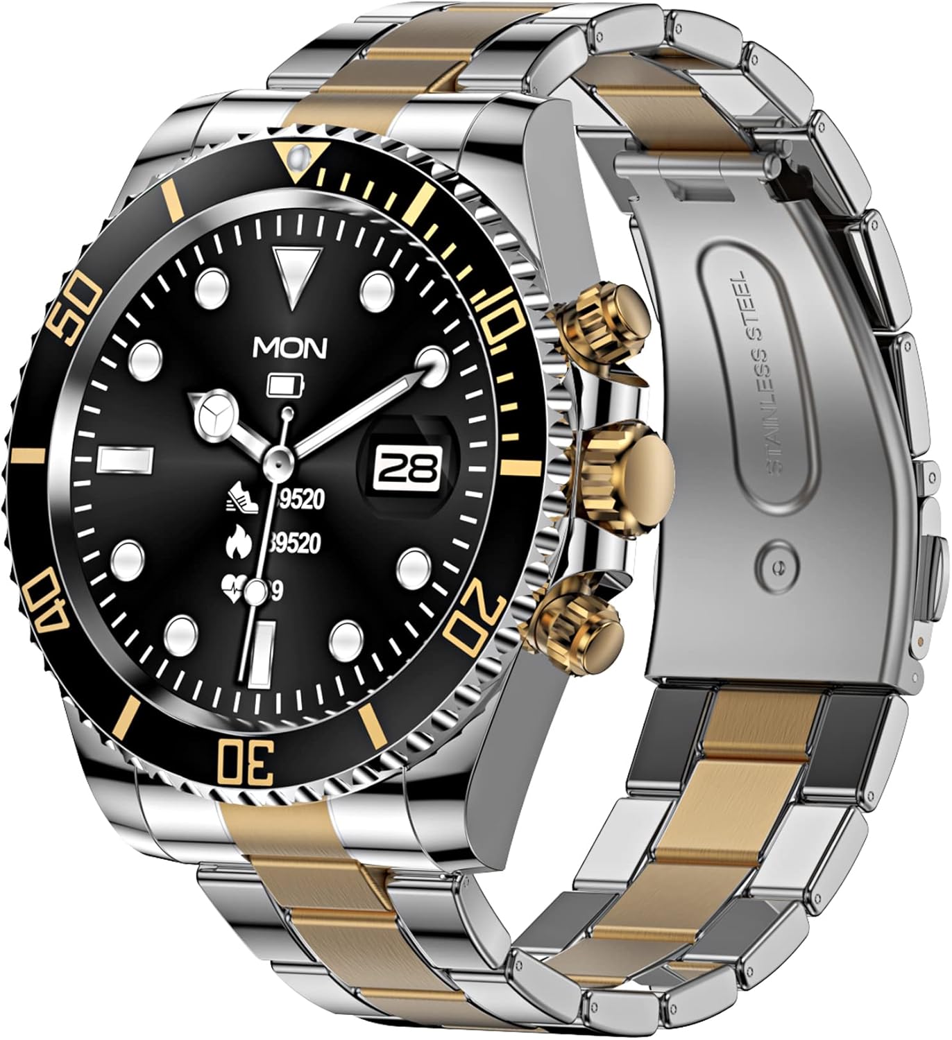 Smart Watch for Android Phones Answer Make Calls SMS Reminder Smartwatch Compatible iPhone Bluetooth Stainless Steel Fitness Watch Men Smart Watches for Men Reloj Inteligente