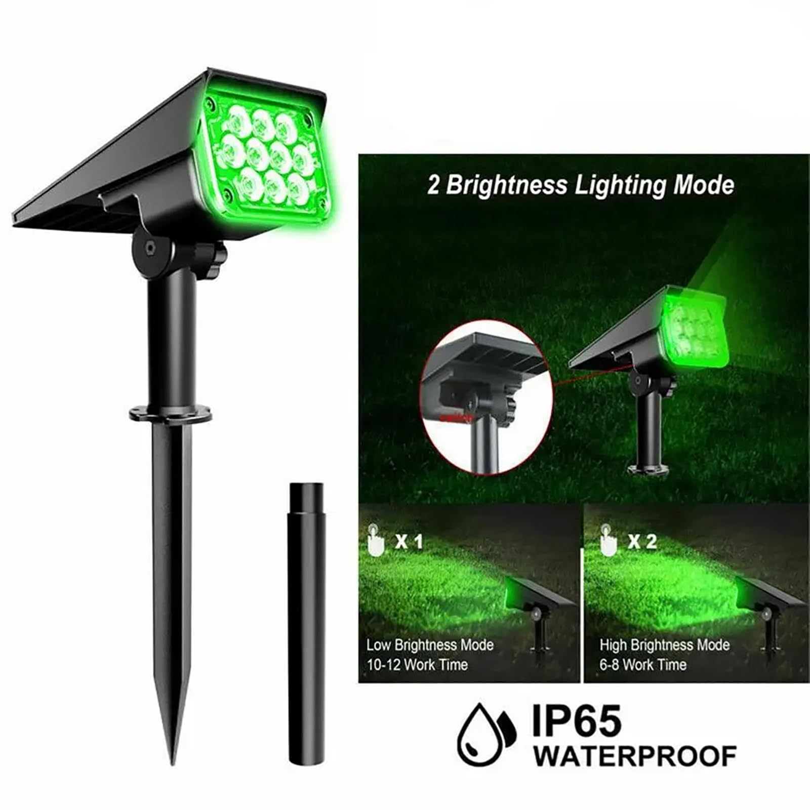 ZbOLi Confezione da 2 faretti solari a LED Impermeabili IP65 per Esterni, accensione/spegnimento Automatico da Incasso a Terra/Parete, per Giardino, Patio, vialetto, Stagno, terrazza
