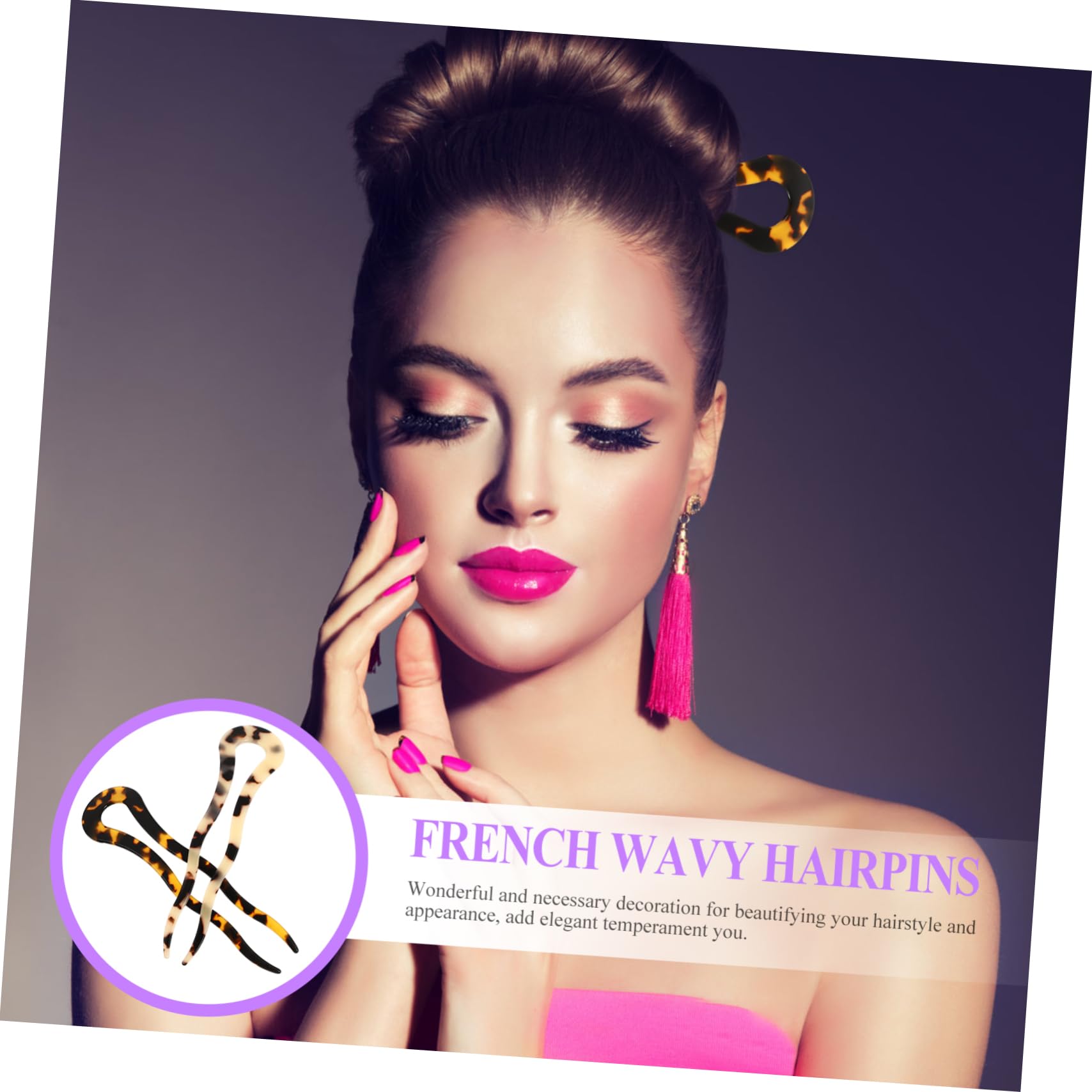 10stücke U-förmige Haarnadeln Aus Acetat Im Französischen Stil Wellenmuster Haargabeln Für Hochsteckfrisuren Für Chignon Und Elegante Frisuren Tiefem Und Hellem Schildpatt