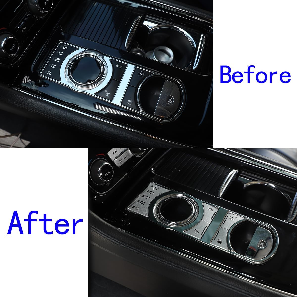 Daeiclru Central Control Gear Shift Button Sticker Compatible with Jaguar XJ 2010-2019, Car Central Control Switch Button Trim Interior Accessories 5-Piece Set (Silver)