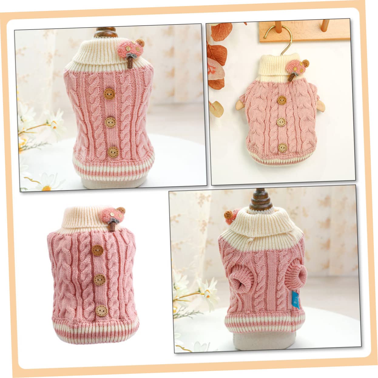 BESPORTBLE 4 Pièces Gilet en Coton pour Chiot Chandail de Chiot vêtements de Chien pour Petits Chiens Fille Tenue d'hiver pour Animal de Compagnie Pull en Laine pour Chat Tenue Automne Hiver