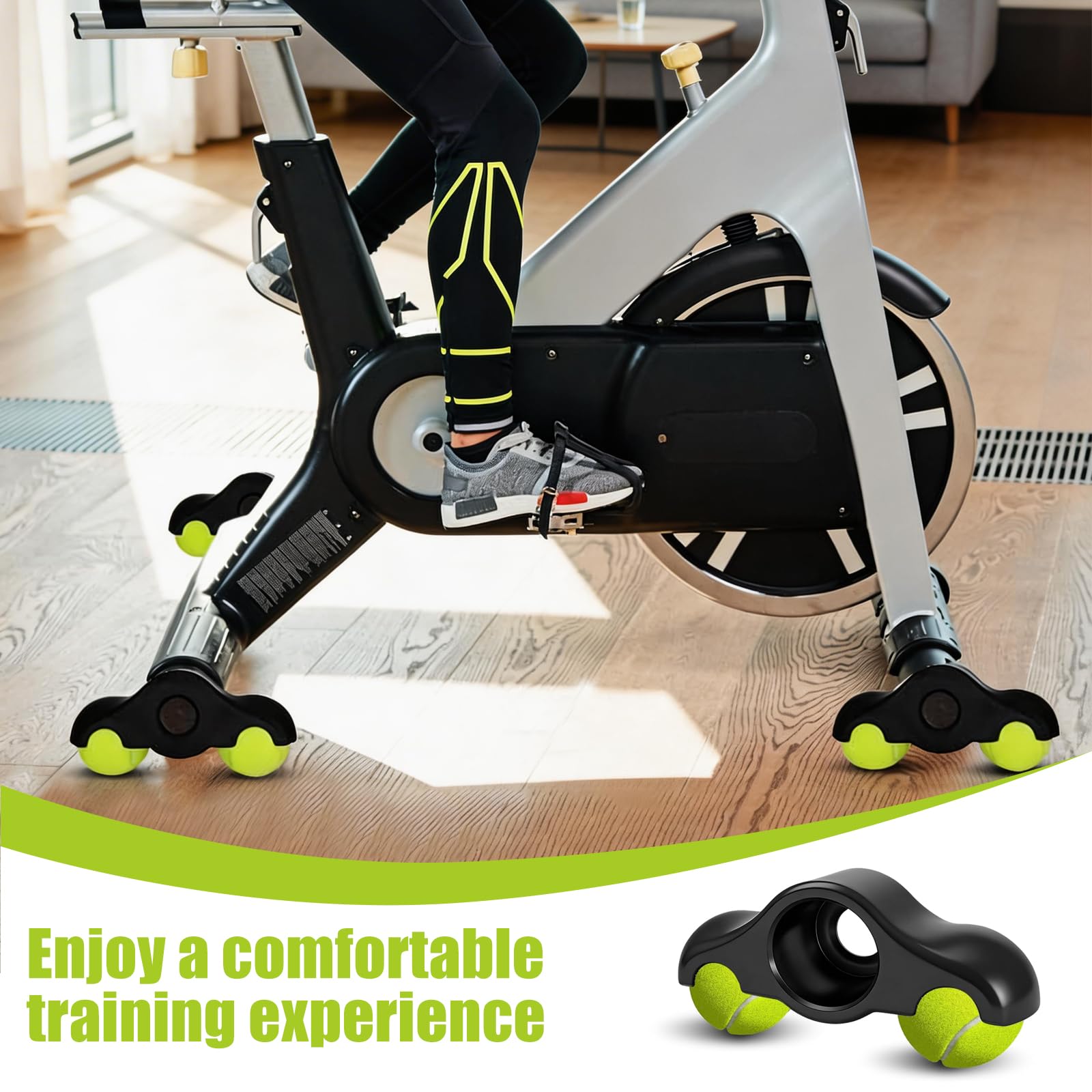 Rocker Plate Feet, 4 Stück Indoor Cycling Snap Rocker Feet Adapter, Tragbarer Wippplatten-Fahrradtrainer, Tennisballfüße für Wahoo Kickr Core 4 Rollentrainer, Mit 8 Tennisbällen