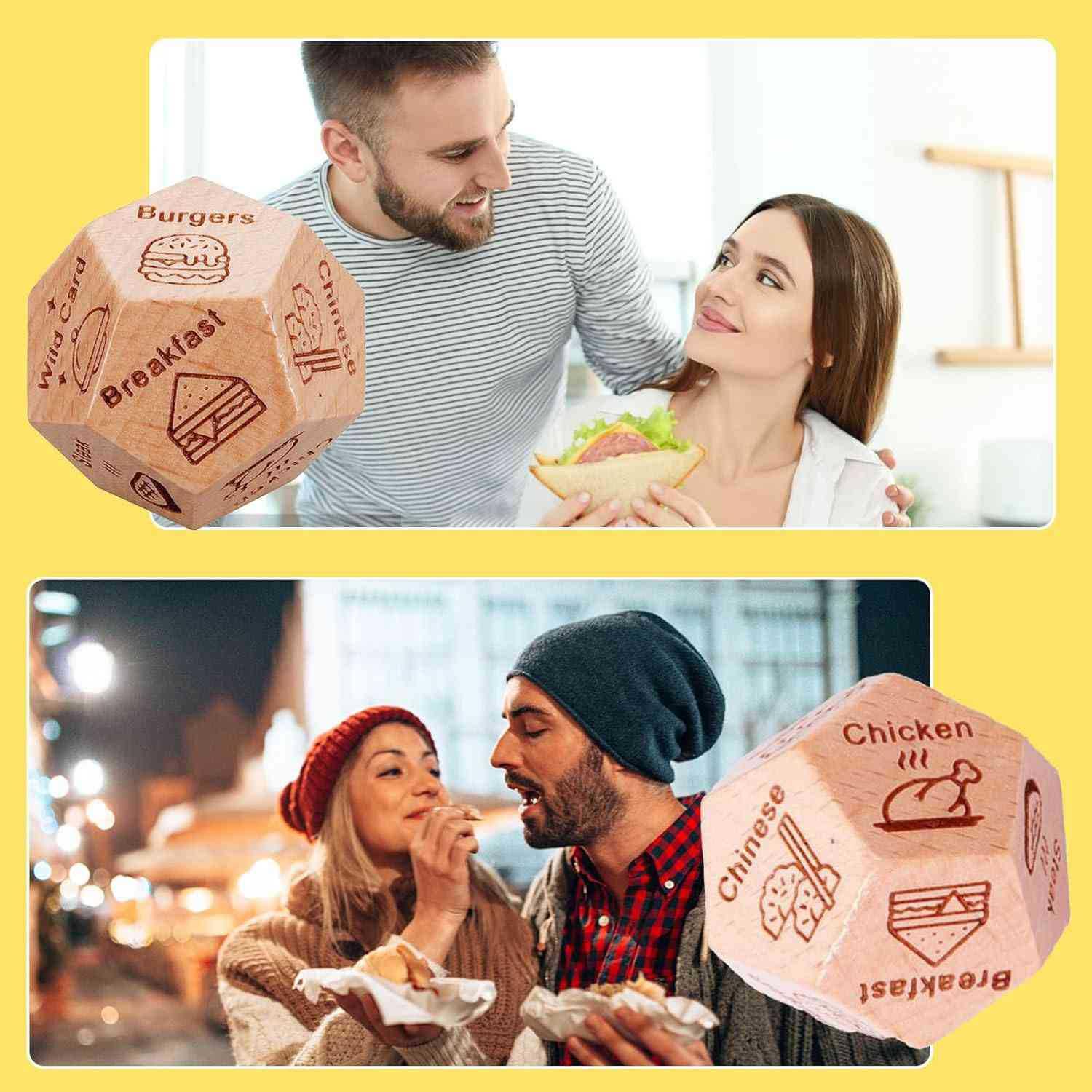 Roll The Dice Dado De Comida Para Parejas – Decididor De Cena Con 4 O 12 Opciones, Regalo De San Valentín Y Aniversario