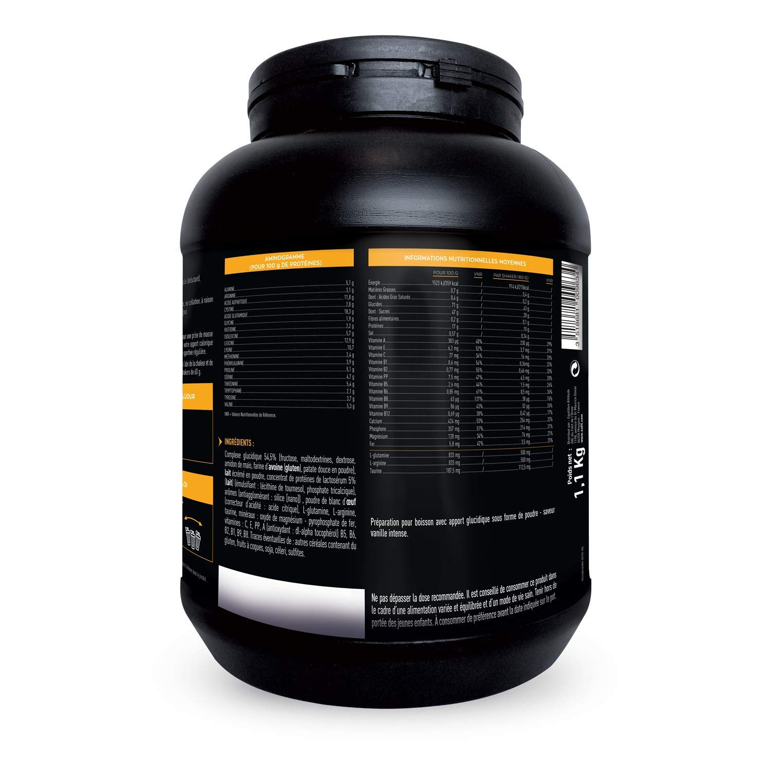 Weight Gainer - Gainer max - Whey Protein Pulver Vanille 1,1kg - Mass Gainer - Eiweiss Protein Pulver für Muskelaufbau & Gewichtszunahme - Mega Eiweißpulver für Protein Shake - EAFIT