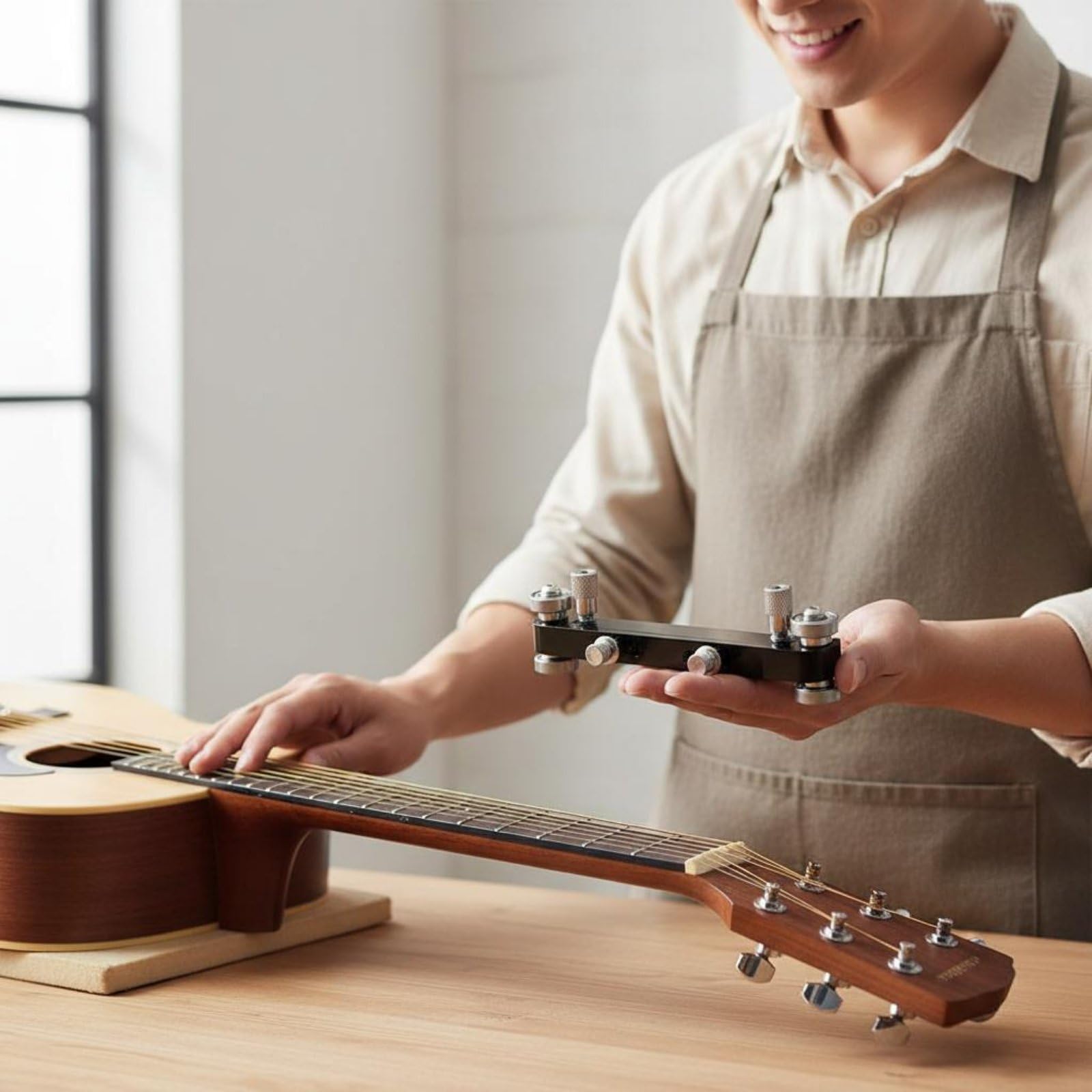 Herramienta de Nivelación Profesional para Guitarra con Rodillos y Tornillos Ajustables para Cejuela y Puente Accesorio de Mantenimiento , Plata