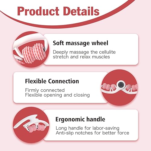 Miniatura 6 de Herramienta de masaje para celulitis, masajeador de drenaje linfático para muslos, piernas y glúteos, rodillo anticelulítico con asas desmontables,
