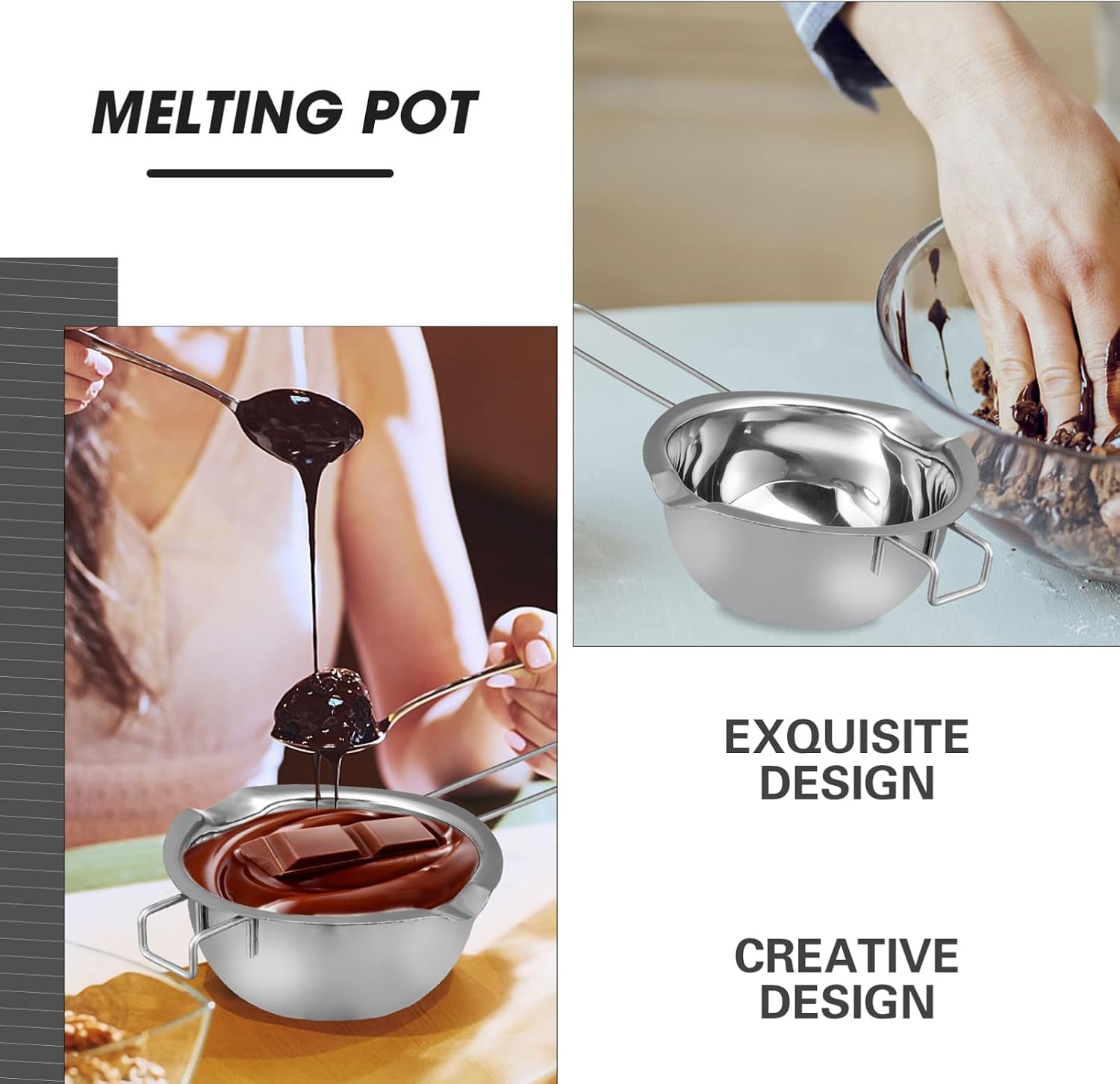 Stainless Steel Candy Melting Pot Double Boiler Pot Cover for Candy Melts Butter and Chocolate for Home Bakery and Restaurant Use