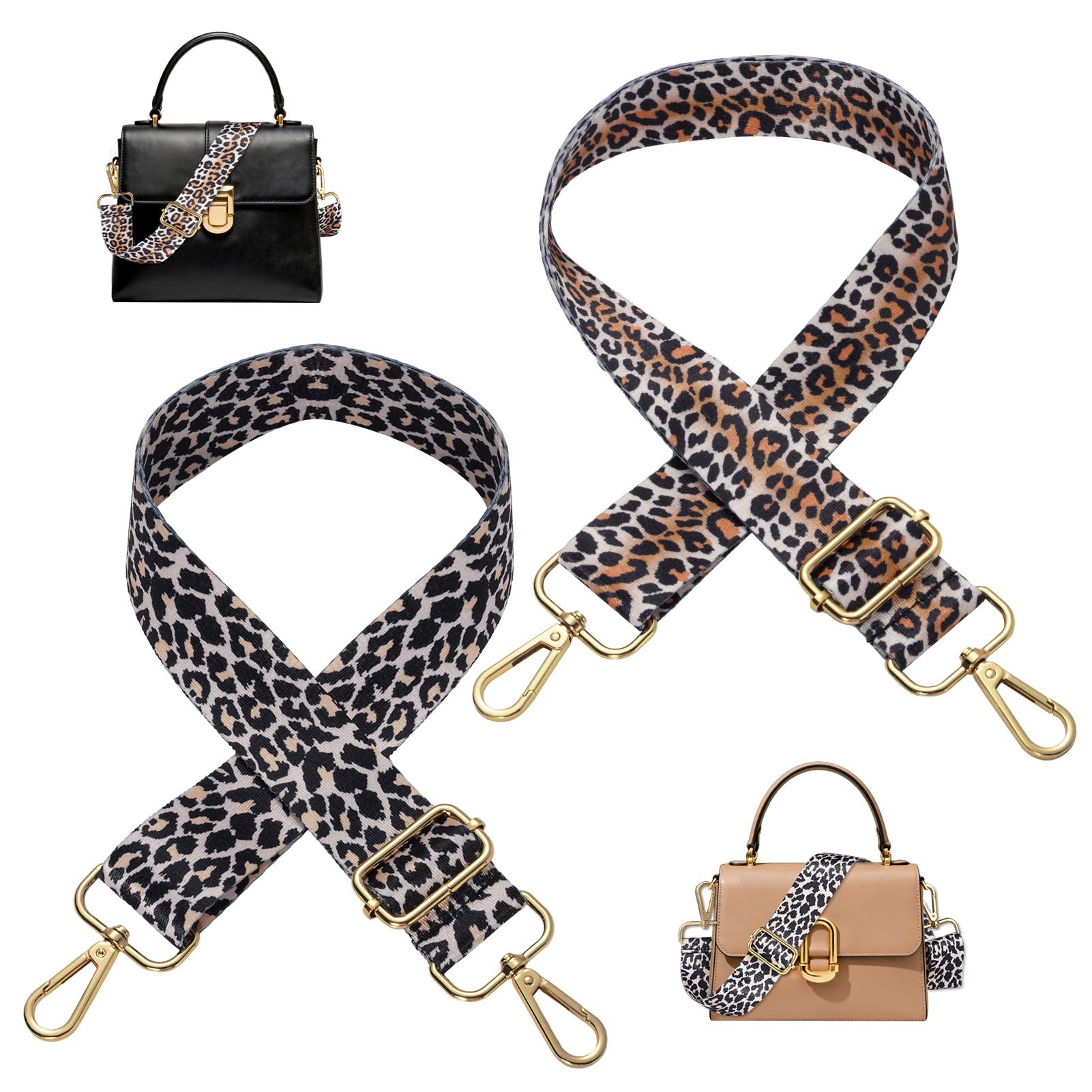BRITIVIVE Leopard Breiter Taschengurt 2 Stück Taschengurte zum Wechseln Leopardenmuster Gurte Schultergurt Verstellbar Schultergurt für Taschen Handtaschengurt Tasche DIY Zubehör