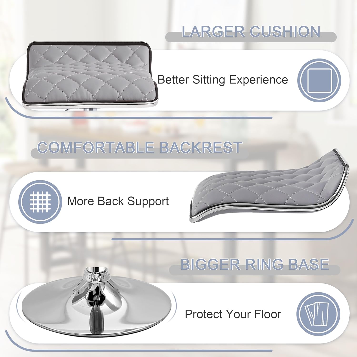 VECELO Adjustable Bar Stools Set of 2, Bar Height Stools for Kitchen Counter