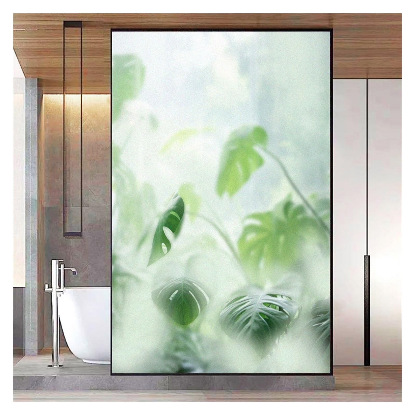 Static Cling Privacy Window Film Anti UV Blocking Heat Control Stickers Green Jungle Decorative Frosted Decoration for Bathroom,Windows(70x100cm WxH)