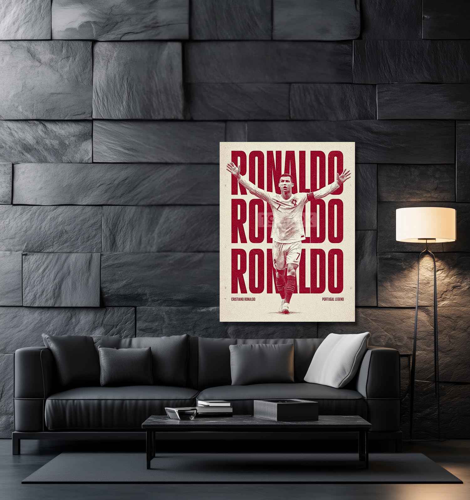 Tomaok - Poster Stampa poster d'arte - Cristiano Ronaldo Leggenda del calcio in Portogallo (Cornice non inclusa) – Poster Art Wall Ball Gold