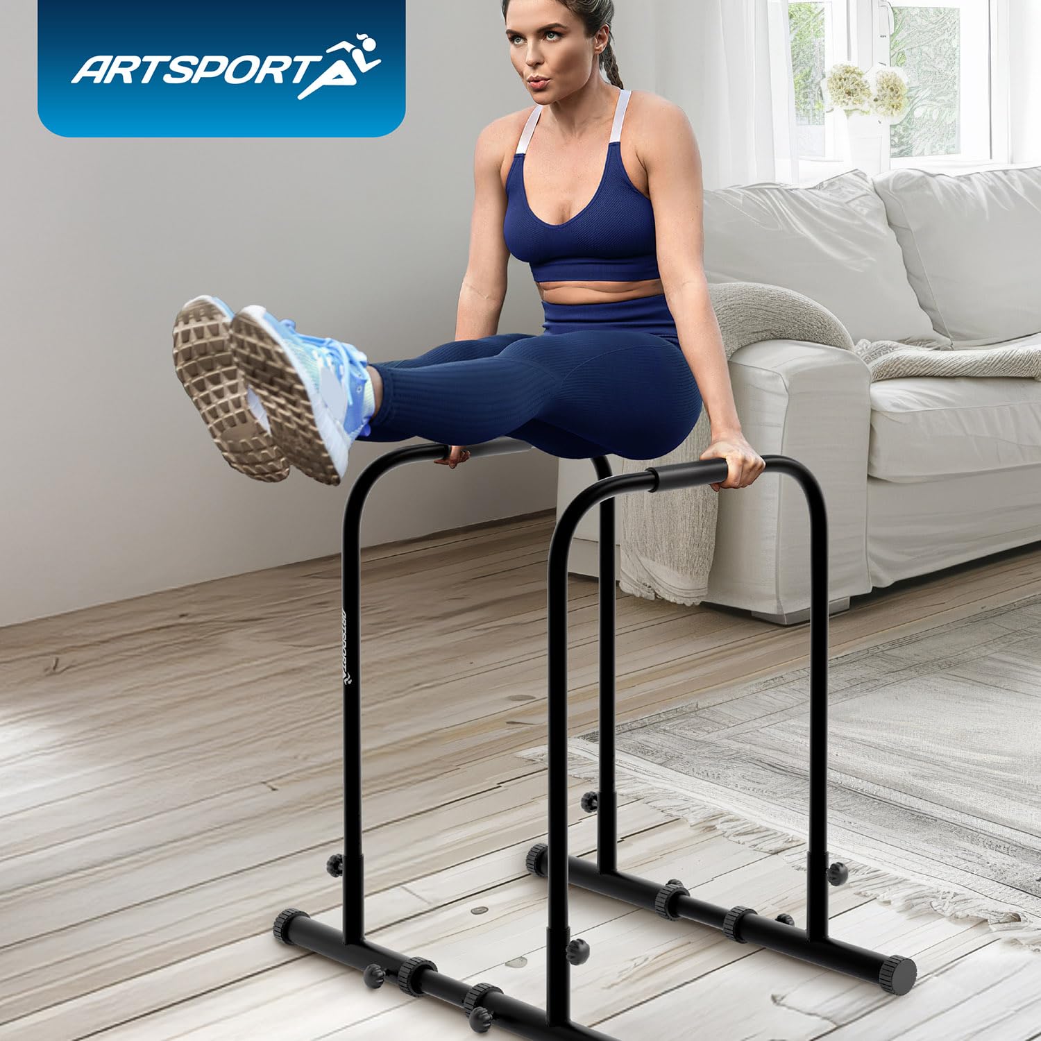 ArtSport Sbarra per Dips - Stazione Dip fino a 500 kg - Maniglie Push Up - Barra Fitness Regolabile - Push Up Bar Casa - Nero