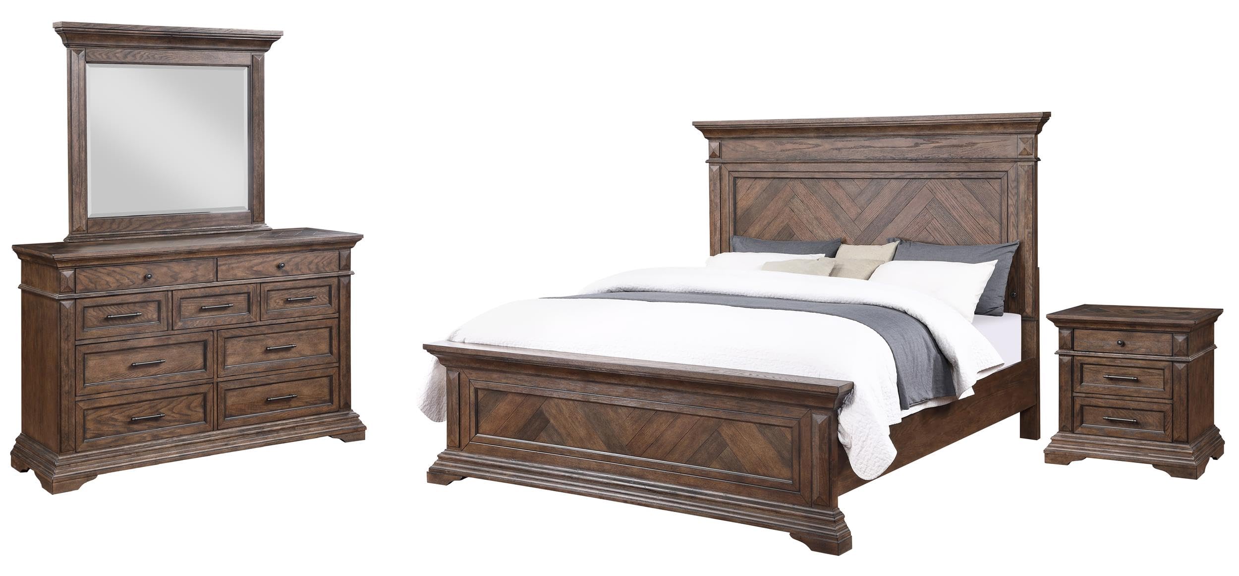 New Classic Mar Vista 4-Piece Wood Queen Bedroom Set with Nightstand in Walnut