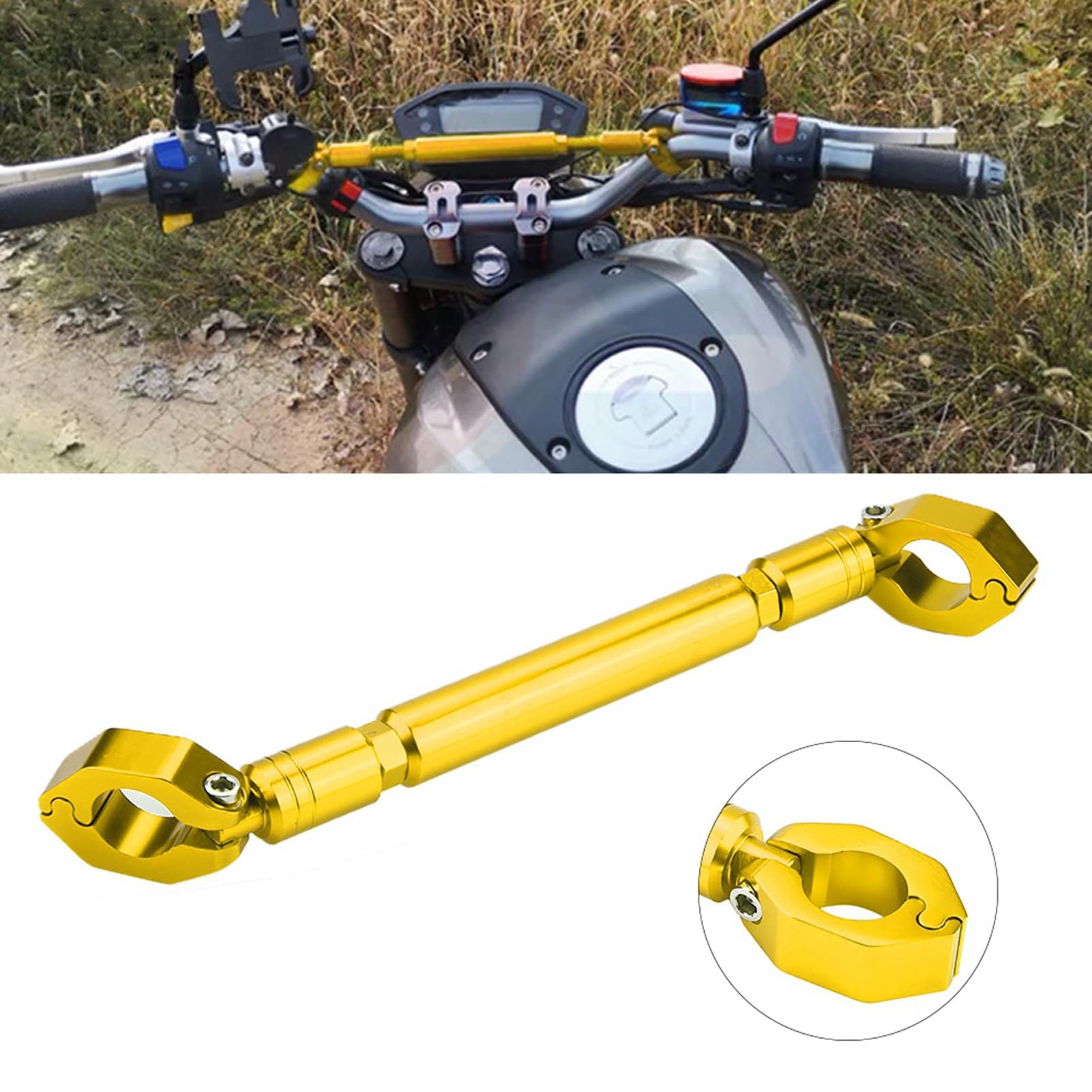 Barra Manubrio Moto, Barra Trasversale In Lega Alluminio 22mm Regolabile Con Staffa Rinforzata Per Accessori Manubrio ATV Moto Scooter