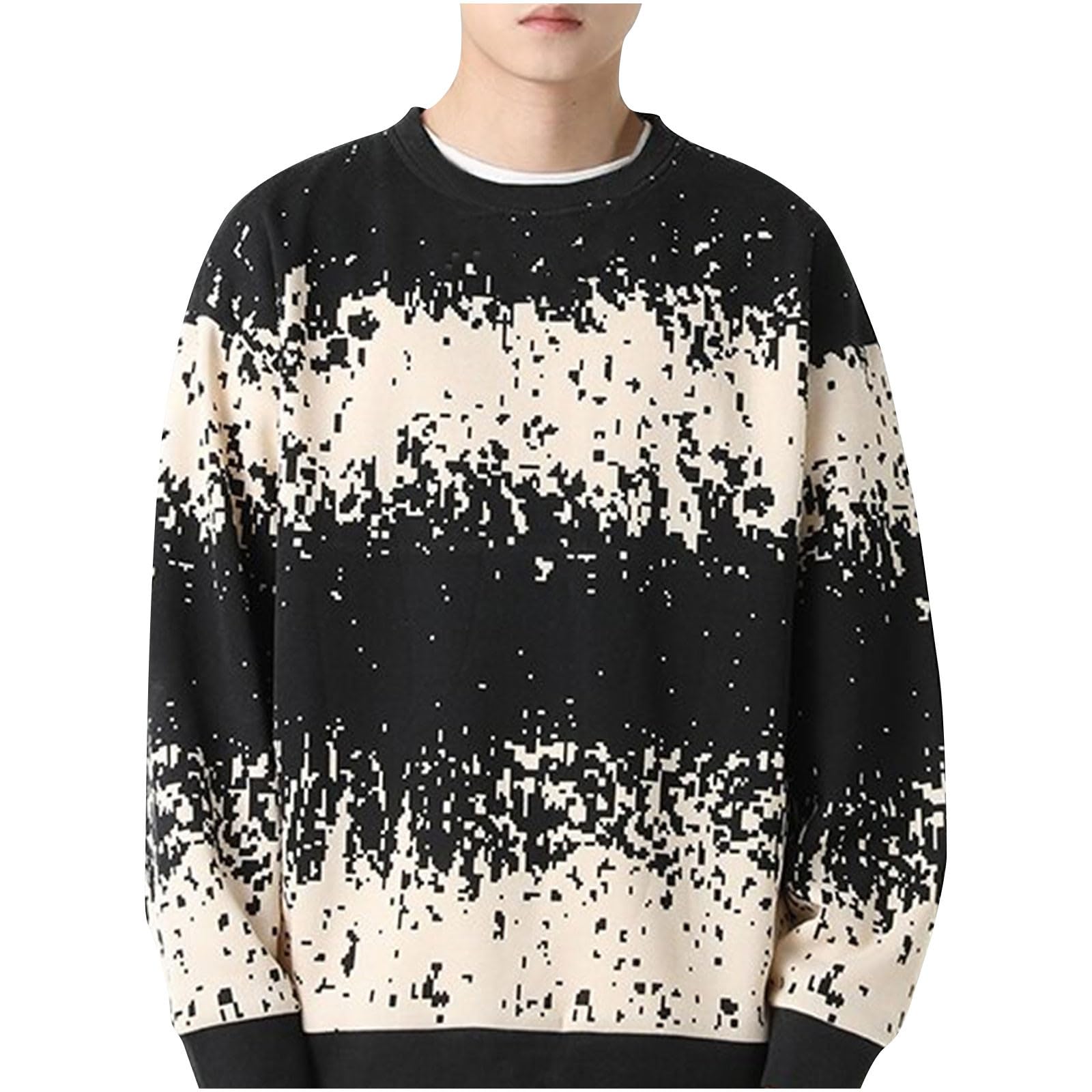 Men Sweater Crew Neck Long Sleeve Sweaters Casual Pullover Sweater Cable Knit Pullover Plus Size Warm Winter Outwear