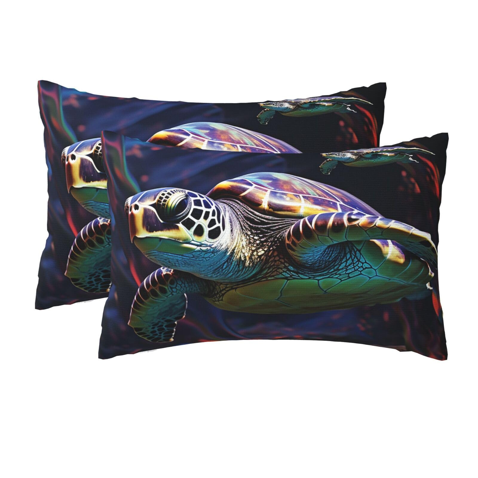 2 Pack Queen Size Pillow Cases for Hair and Skin Soft Breathable Pillow Case Covers with Hidden Zipper A Colorful Tropical sea Turtle Pillowcase 20x30 Inches Pillow Cover for Sleeping Gift