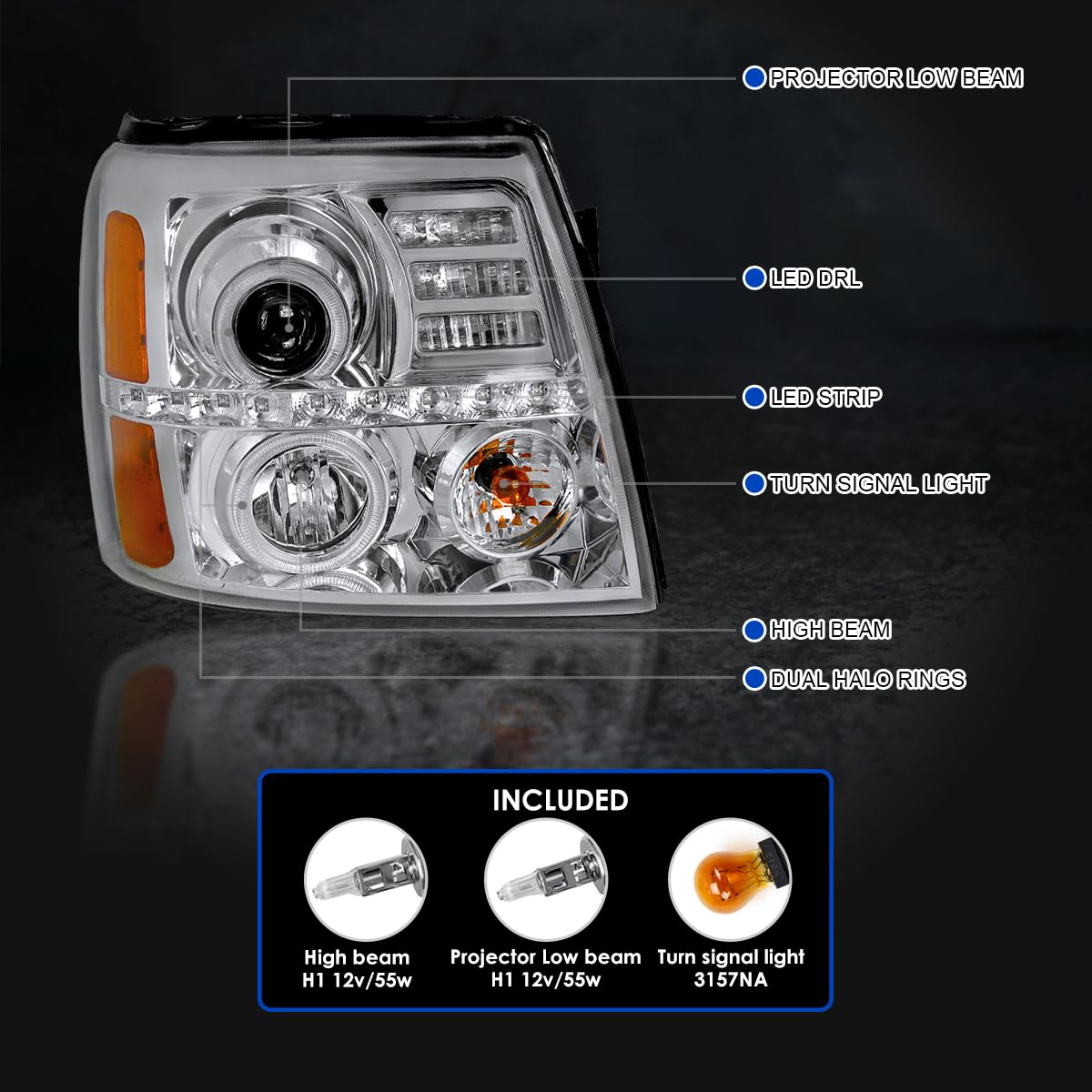 Amazon | SPEC-D TUNING LED デュアル ハロー クローム ハウジング
