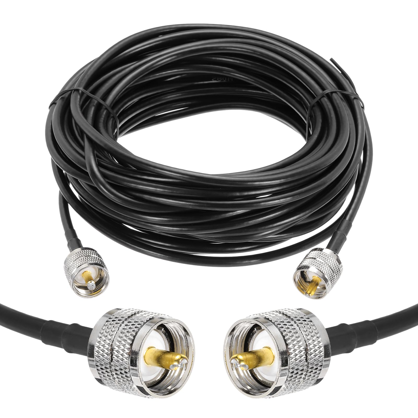 Cables coaxiales, 1 cable coaxial RG58 de 3 pies/0,9 m, UHF PL-259 macho a, baja pérdida 50 ohmios for radio CB, radioaficionado, analizador antena(50ft/15.2 M)