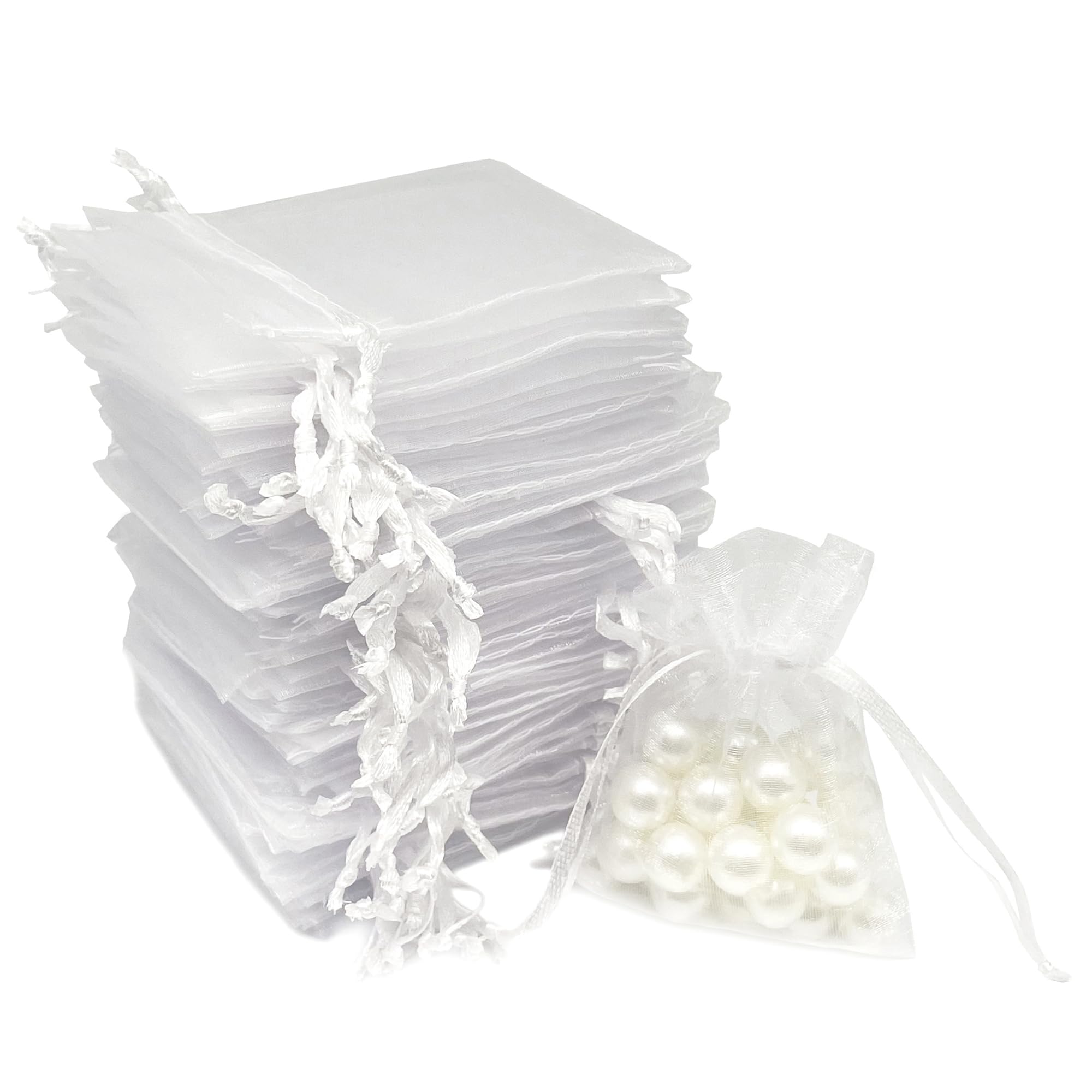 Organza Bags 2.8"x3.6", 100Pcs Small Mesh Drawstring Gift Bags