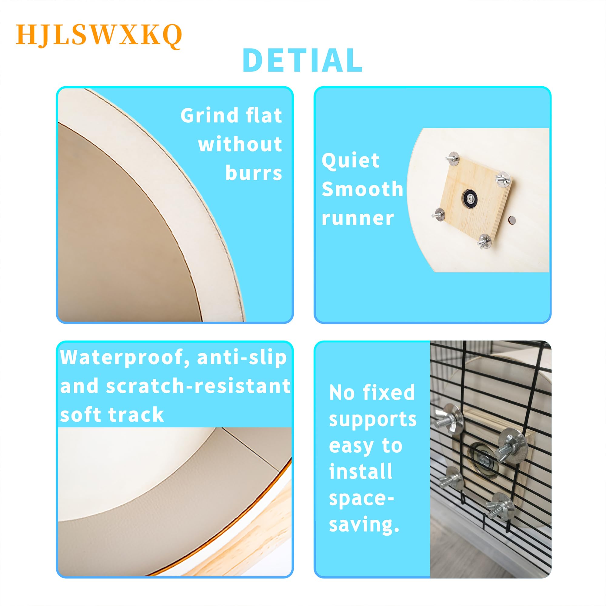 10inch Wall-Mount Silent Hamster Wheel, Wooden Small Animal Exercise Wheel with Removable & Washable Track for Gerbil, Mouse, Syrian Hamster(10in) - image 6
