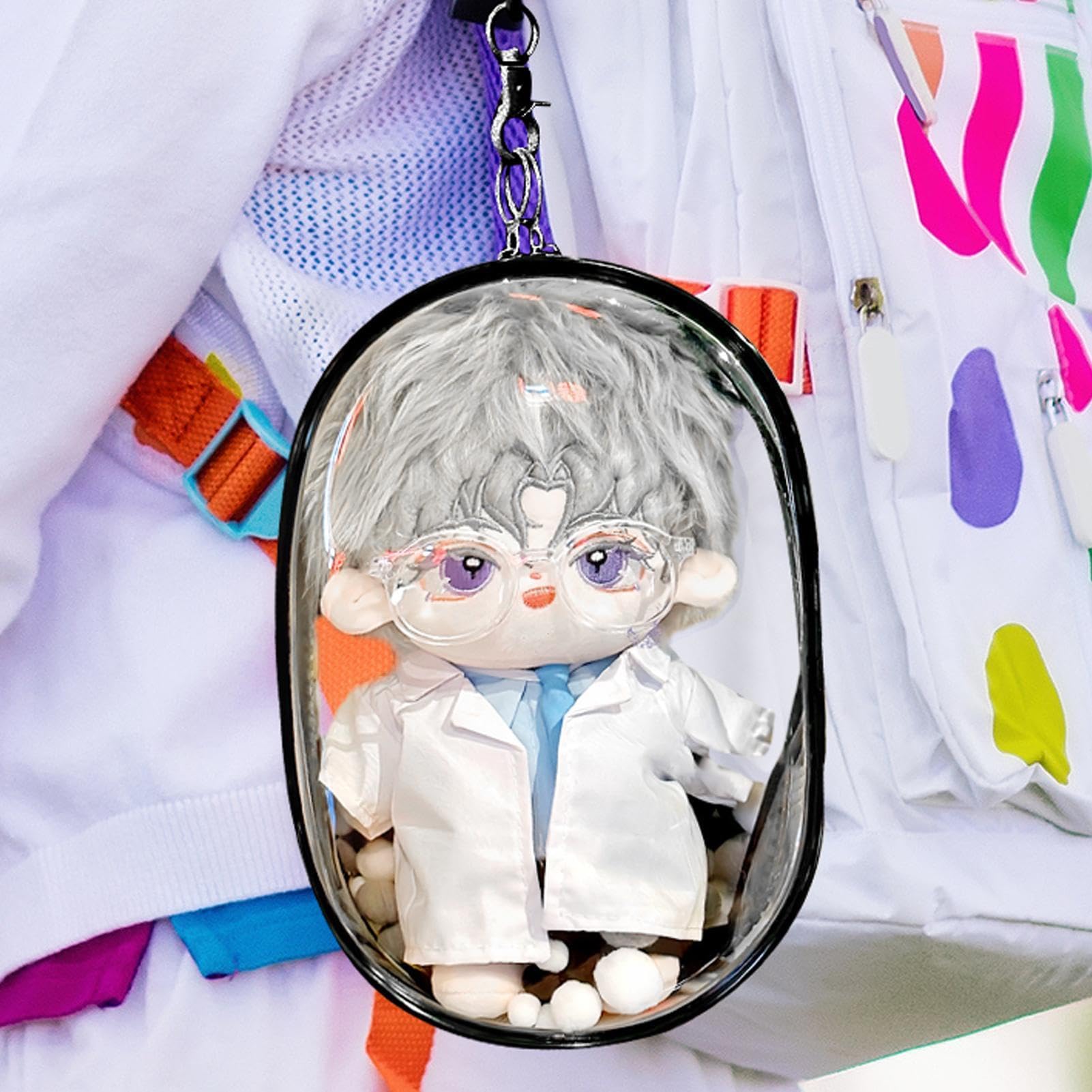 4 Sacchetti Trasparenti Per Figure Con Portachiavi - Custodia Per Bambole E Oggetti Da Collezione - Con Cerniera E Pompon - Espositore Portatile Per Borsa O Zaino