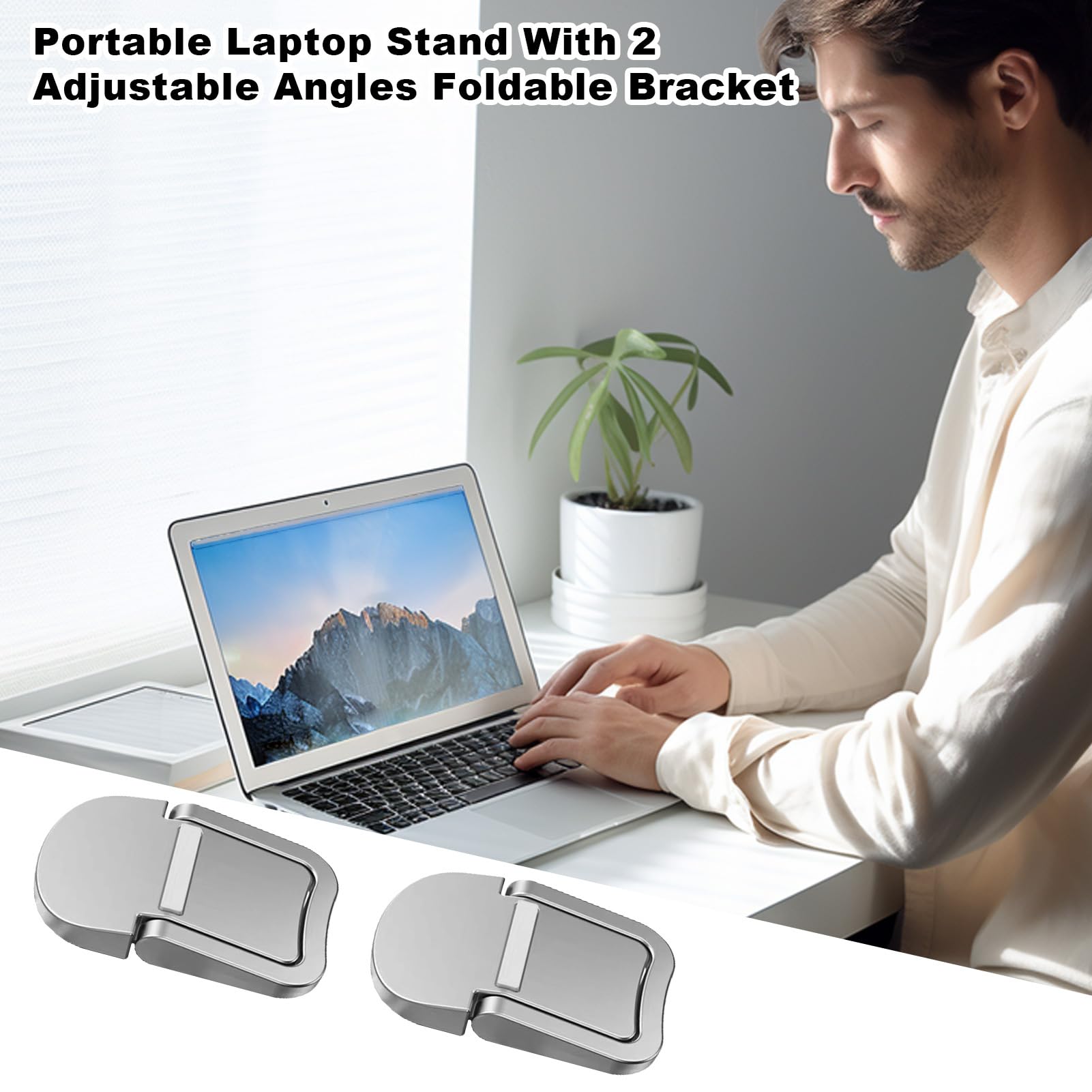 Confezione da 2 mini supporto pieghevole per laptop, portatile ed ergonomico con design di raffreddamento migliorato, riser regolabile in altezza per tastiera Pro, wireless
