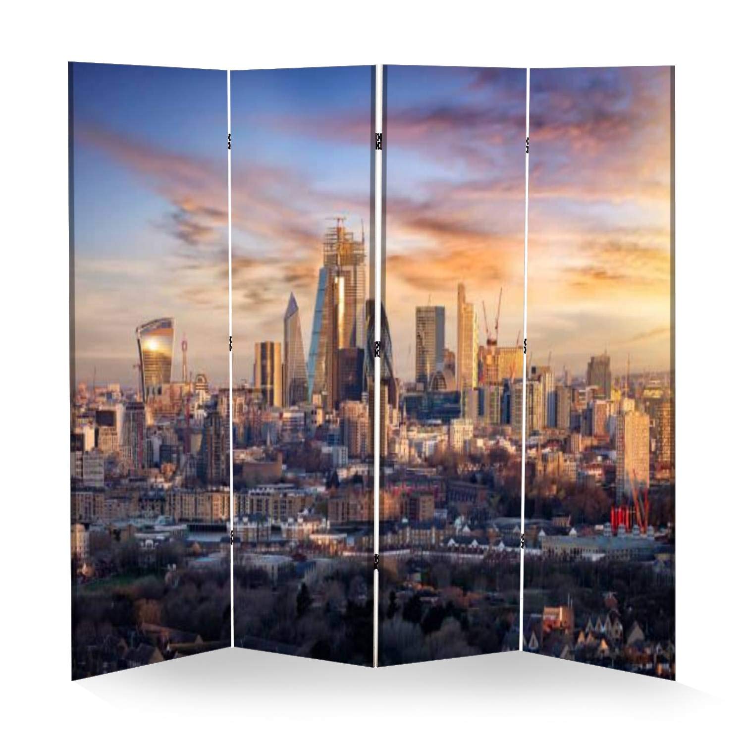 Buy 4 Panel Wall Divider Sunrise Over The Urban Skyline of The City of London UK Folding Canvas