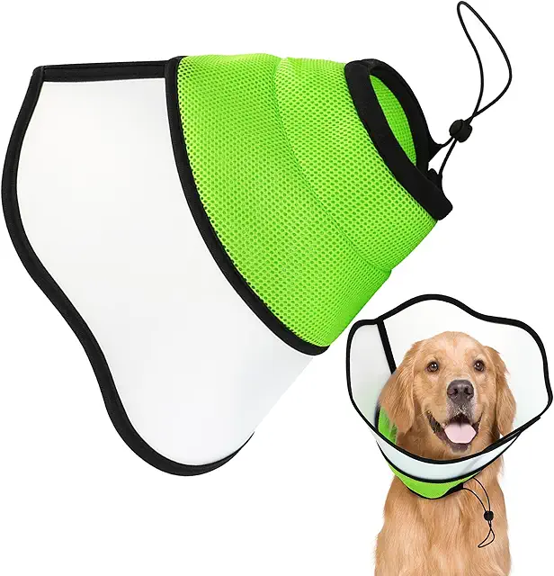 YUEMING Soft Protective Collar for Dogs - Adjustable Anti-Bite Recovery Cone (Green, XL)