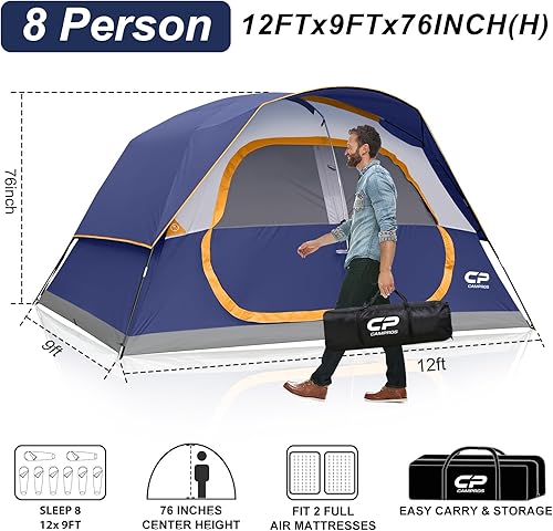 Miniatura 2 de CAMPROS CP Tent 3468 Person Camping Tents, Waterproof Windproof Family Dome Tent with Rainfly, Large Mesh Windows, Wider Door, Easy Setup, Portable