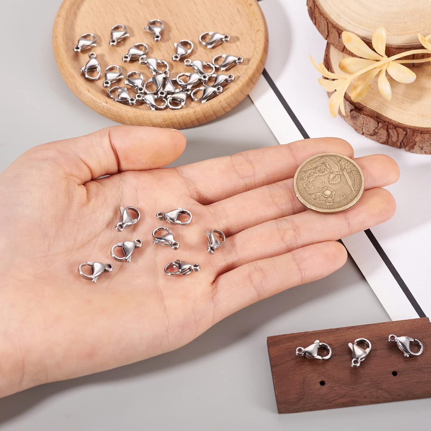 Pandahall 100Pcs 304 Stainless Steel Lobster Claw Clasps 13x8x4mm Polishing Jewelry Clasps Connectors for Bracelet Necklace Jewelry Making - Image 6