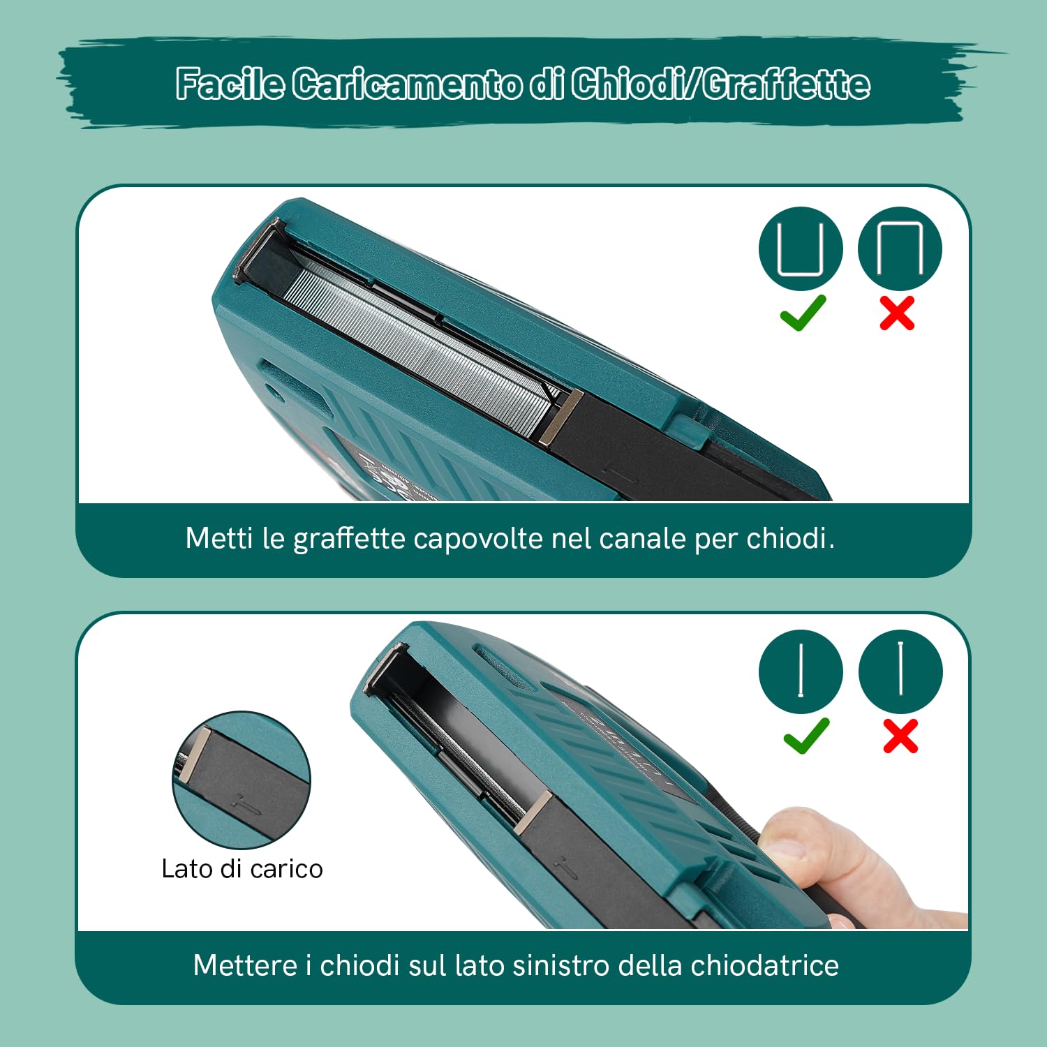 NEU MASTER Sparachiodi a Batteria, 2-in-1 4V Sparachiodi Elettrico con Ricarica Usb, Include 1000 Graffette & 1000 Chiodi, Ideale per Lavori Artigianali, Fai da Te e Tappezzeria
