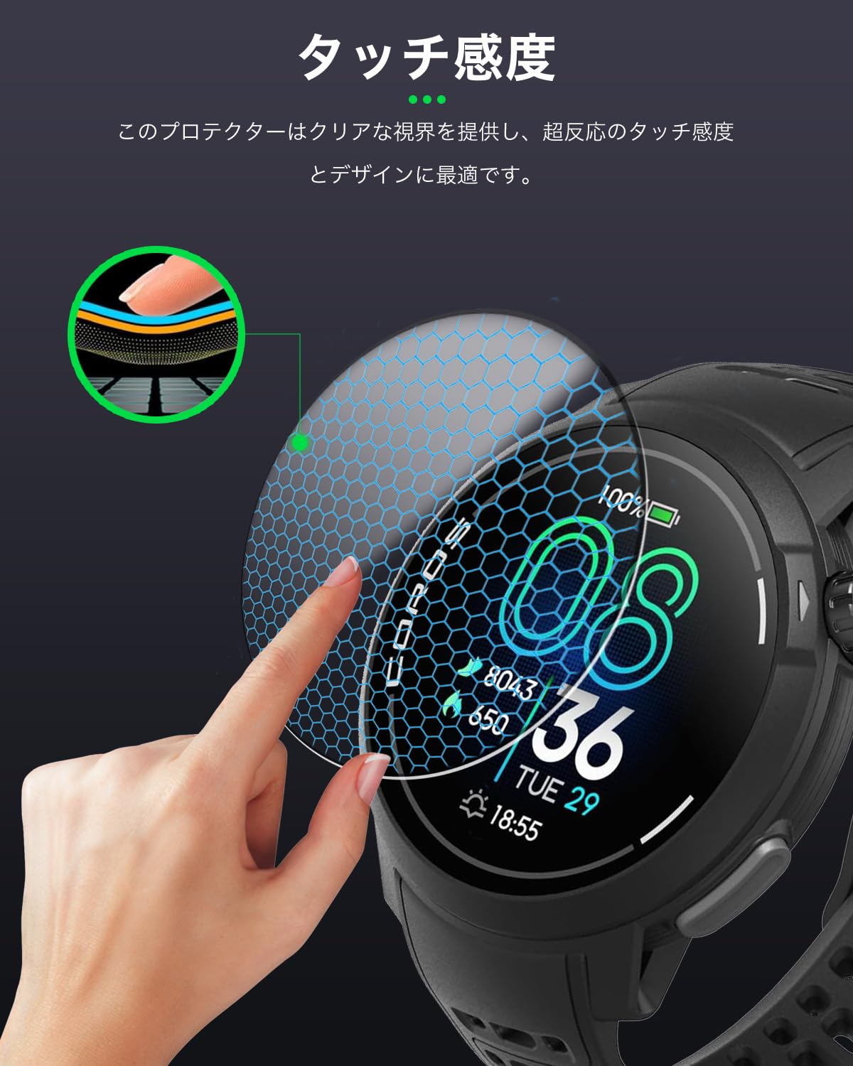 Amazon.co.jp: 【3枚セット】For COROS（カロス）PACE Pro 用 フィルム 
