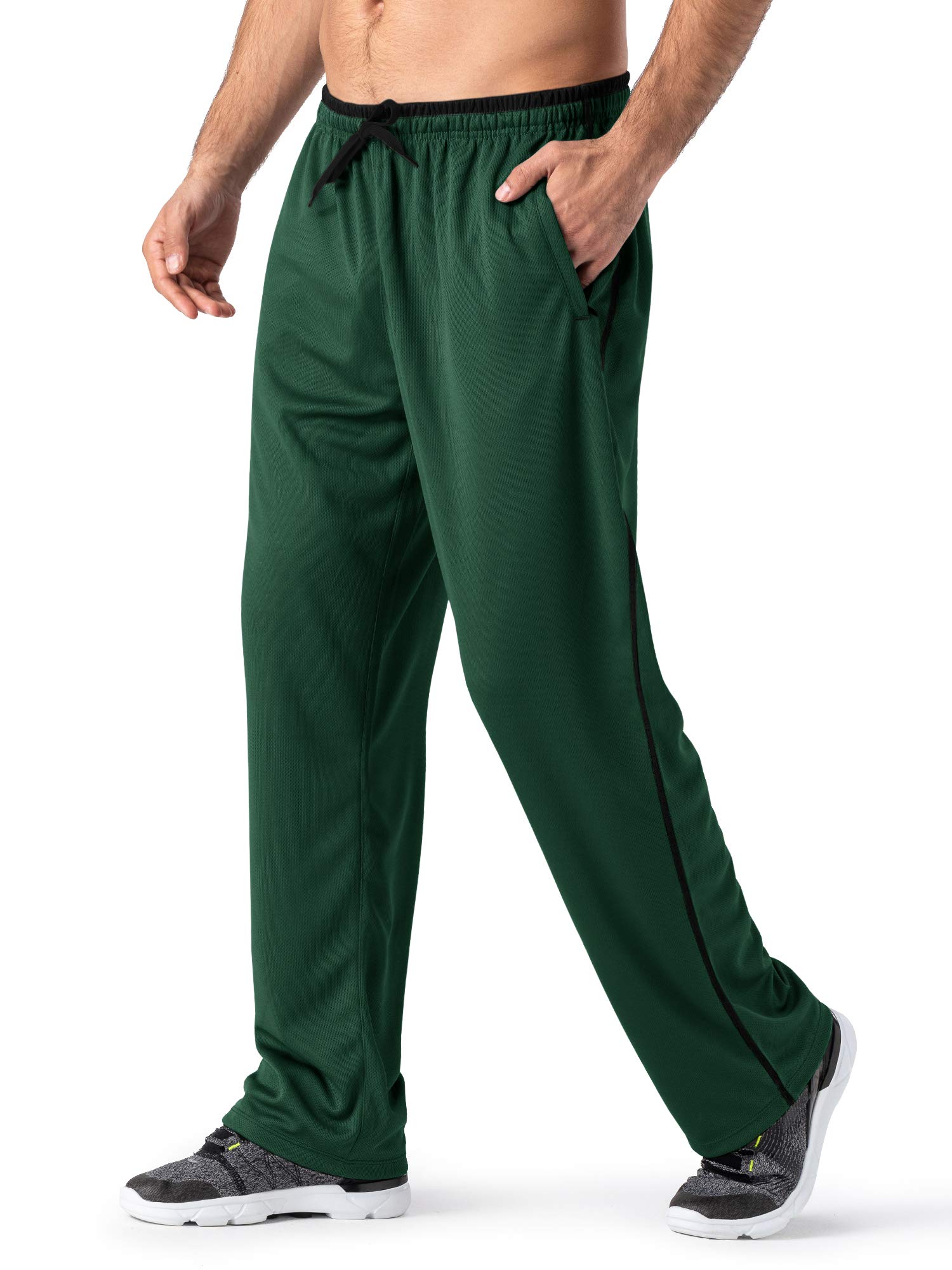 MAGNIVITMen's Lightweight Sweatpants Loose Fit Open Bottom Mesh Athletic Pants with Zipper Pockets