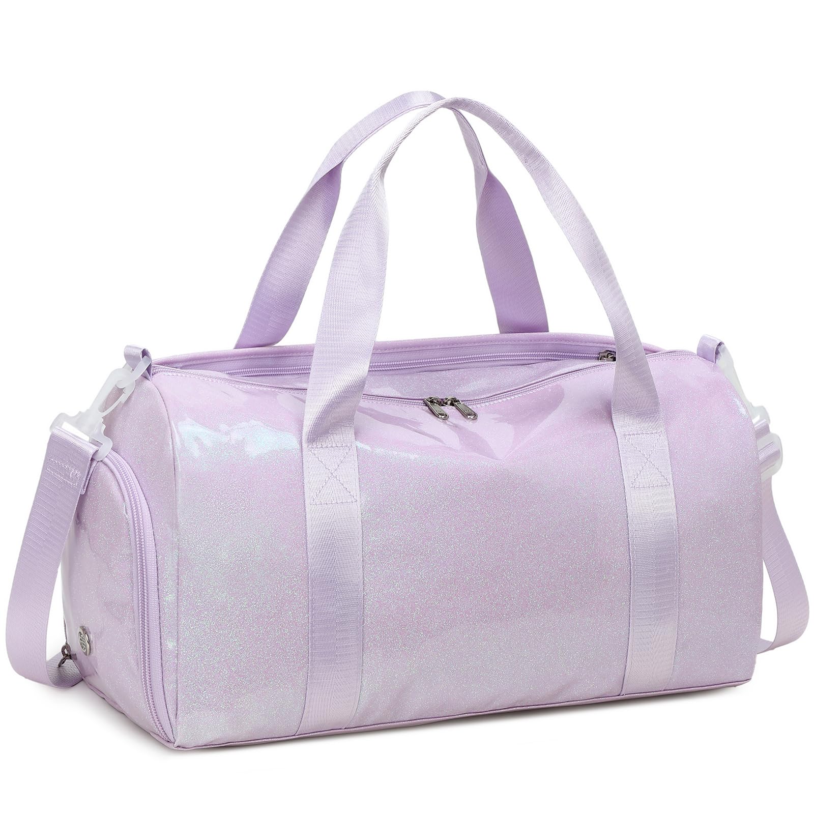 BTOOP Duffle Bag for Girls Kids Gym Sports Women Workout Travel Bag Weekender with Shoe Compartment and Wet Pocket, Purple, 18.1 x 8.7 x 9.1 inches, Sports