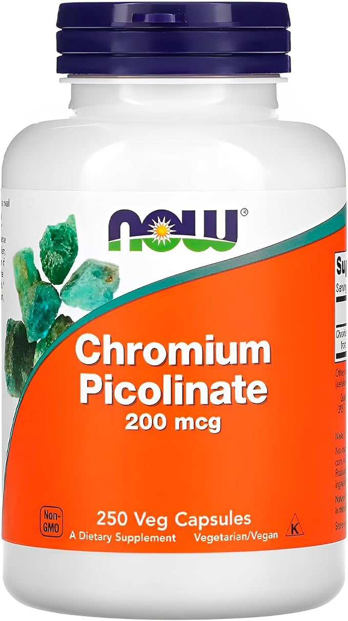NOW Foods Chromium Picolinate 200 mcg 250 Cáps Importado