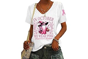 Women's Breast Cancer Awareness T-Shirts: "In October We Wear Pink" Halloween Ghost T-Shirt