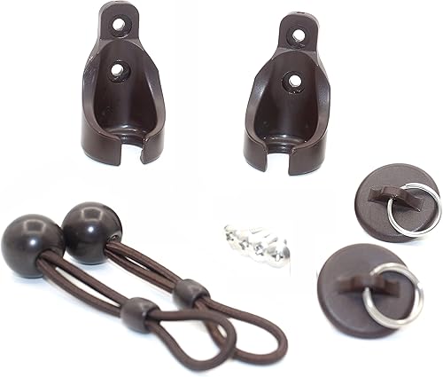 Kit de bungee universal para parasoles, persianas enrollables opacas (kit elástico y bonita tapa de extremo, beige)